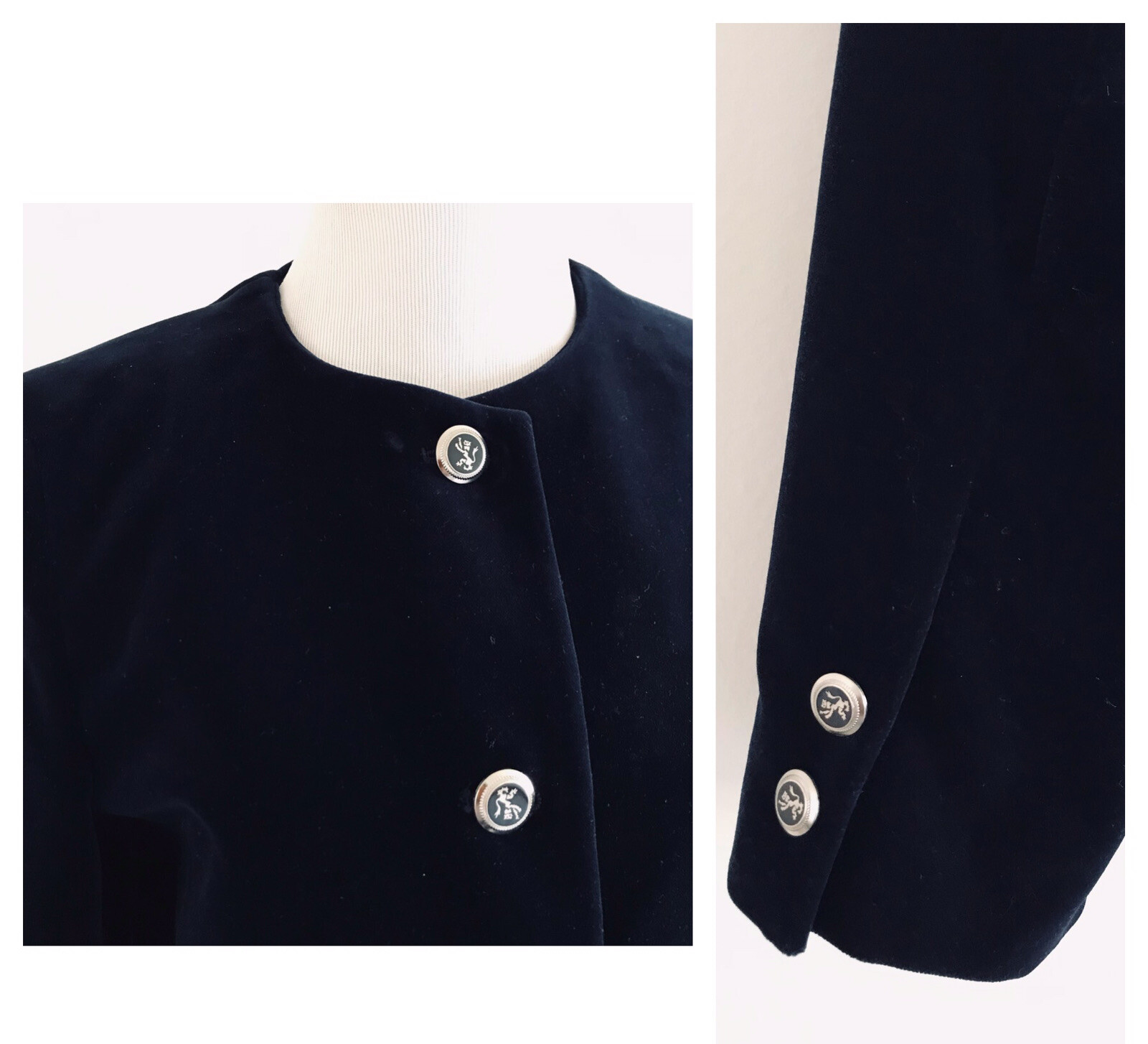The Scotch House Crewneck Velour Skirt Sets Womens Size 4 Blue Button Up Blazer