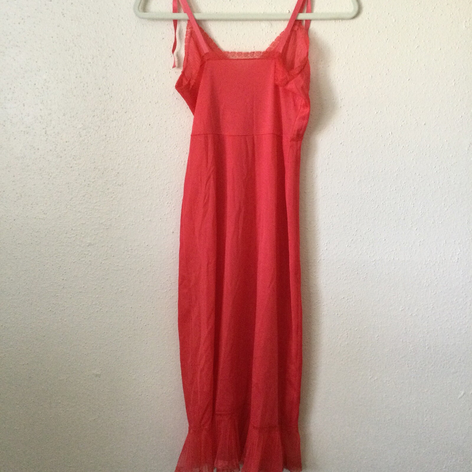 Vintage Evette Nightgown Womens 4/34 Small Pink Ruffle 60s Pinup Lingerie Dress