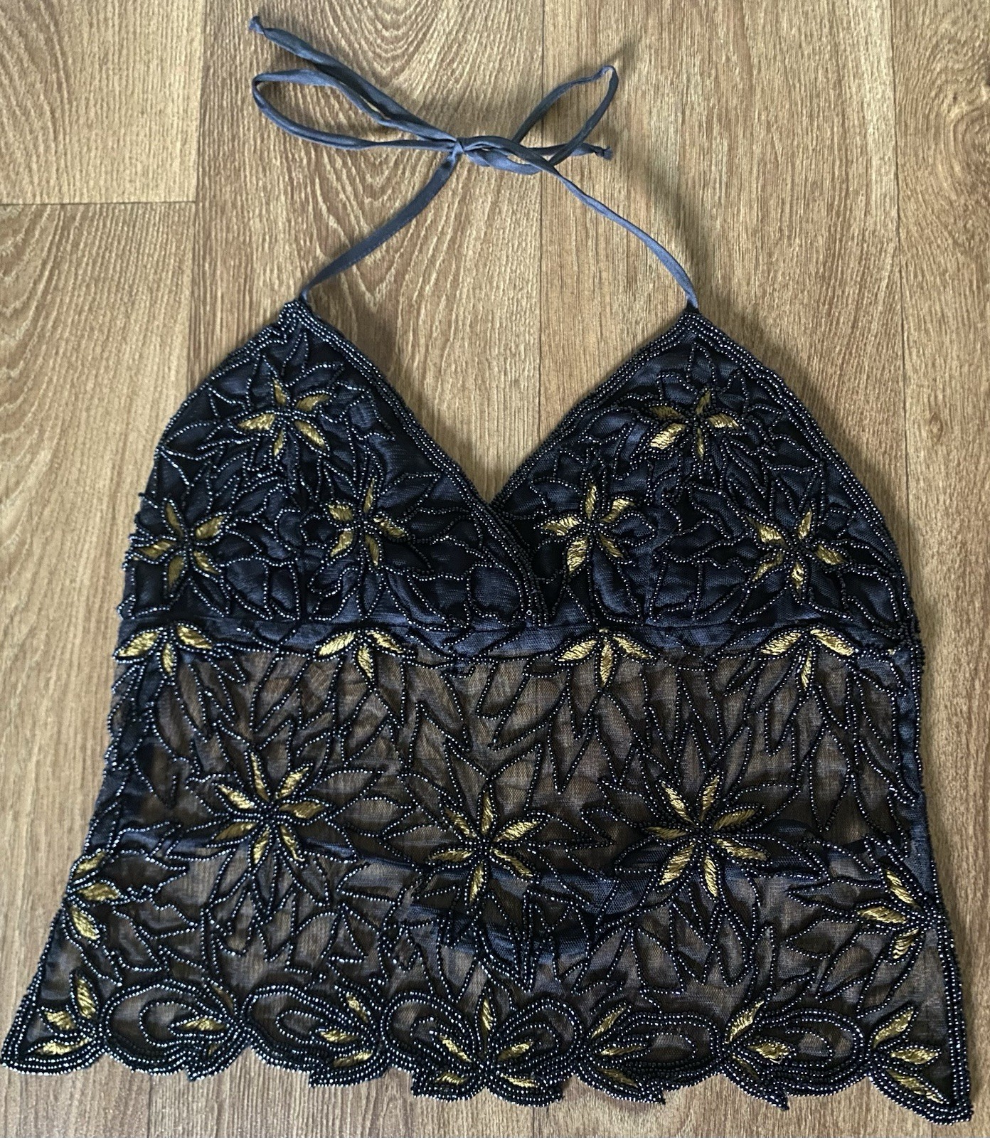 Vintage Charlotte Russe Y2K Backless Beaded Halter Top Fairycore Festivals