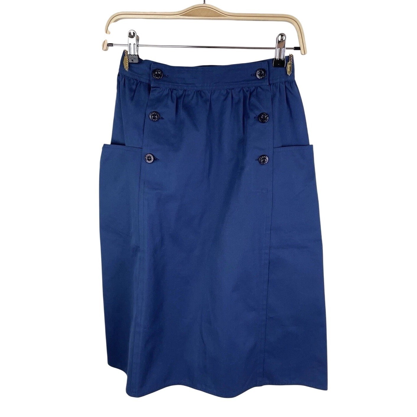 VTG GUCCI Cotton Skirt SZ 42 (Waist 26″) Blue Italy 100% Cotton
