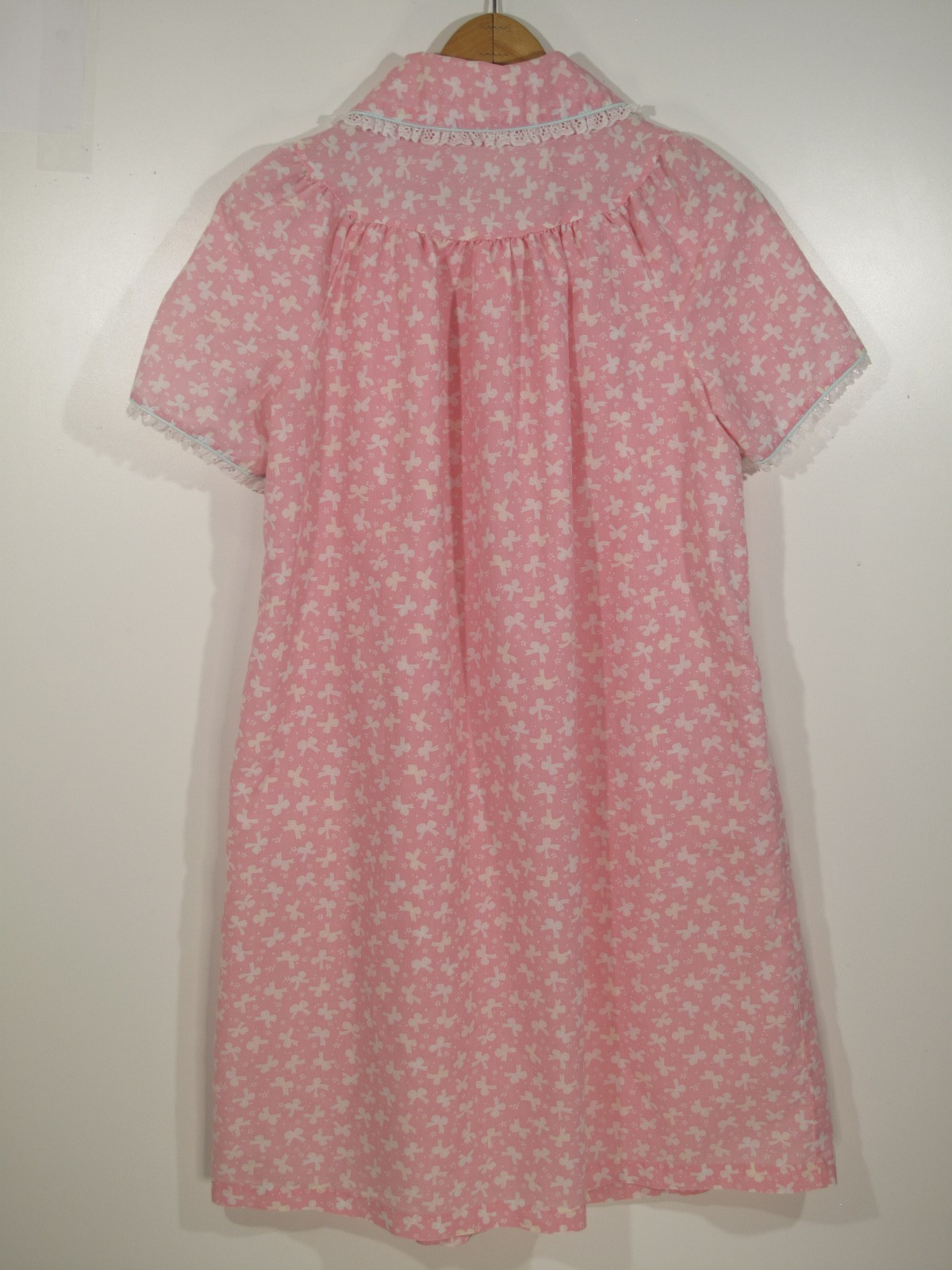 VTG Dan Ellen~Grannycore Nightgown Ruffles~Lace~Pink~Pocket~Bows~USA Made~Sz XL