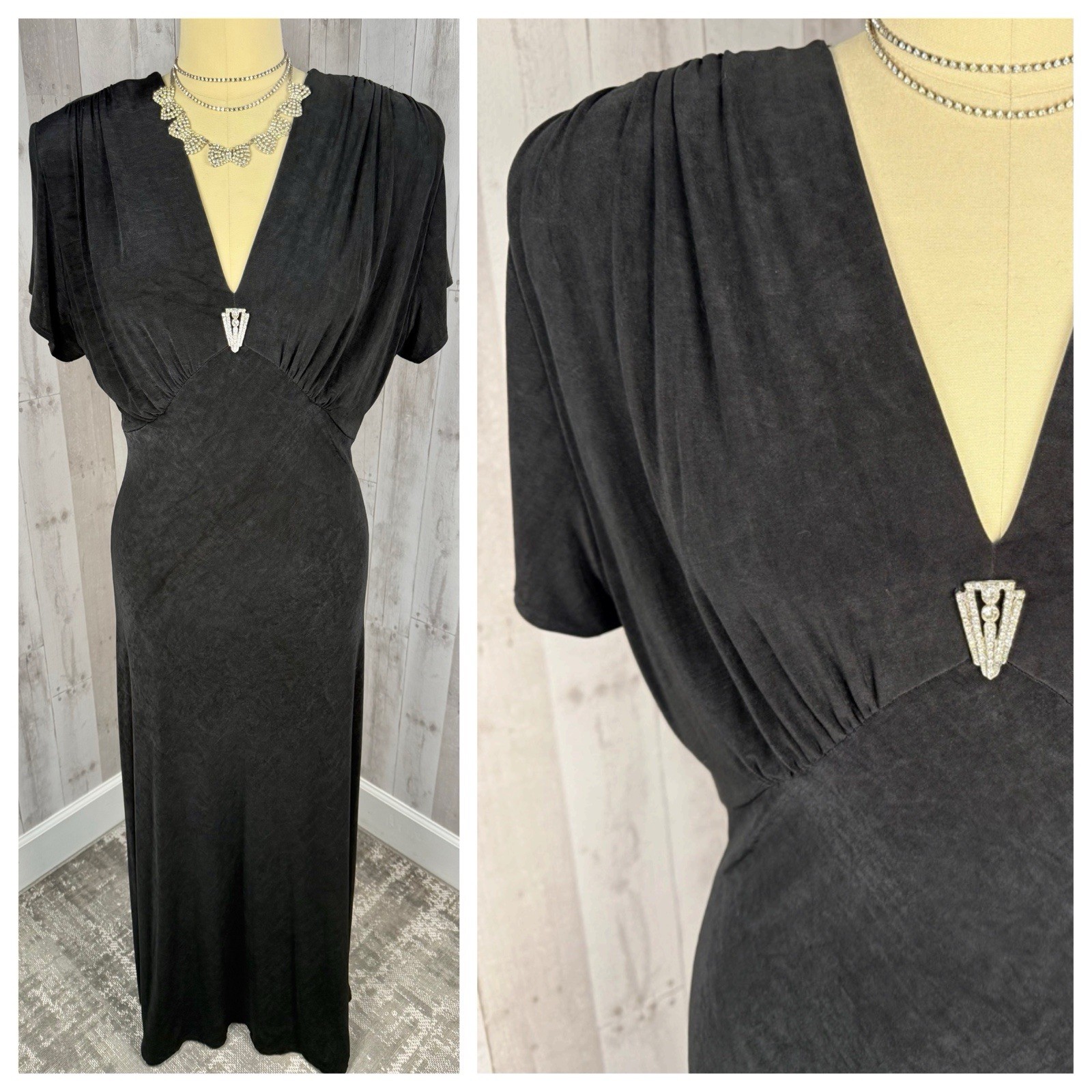 Vintage 1980s Gown~Susan Roselli Vijack Drape Rhinestone Stretch Dress Sexy 12/L
