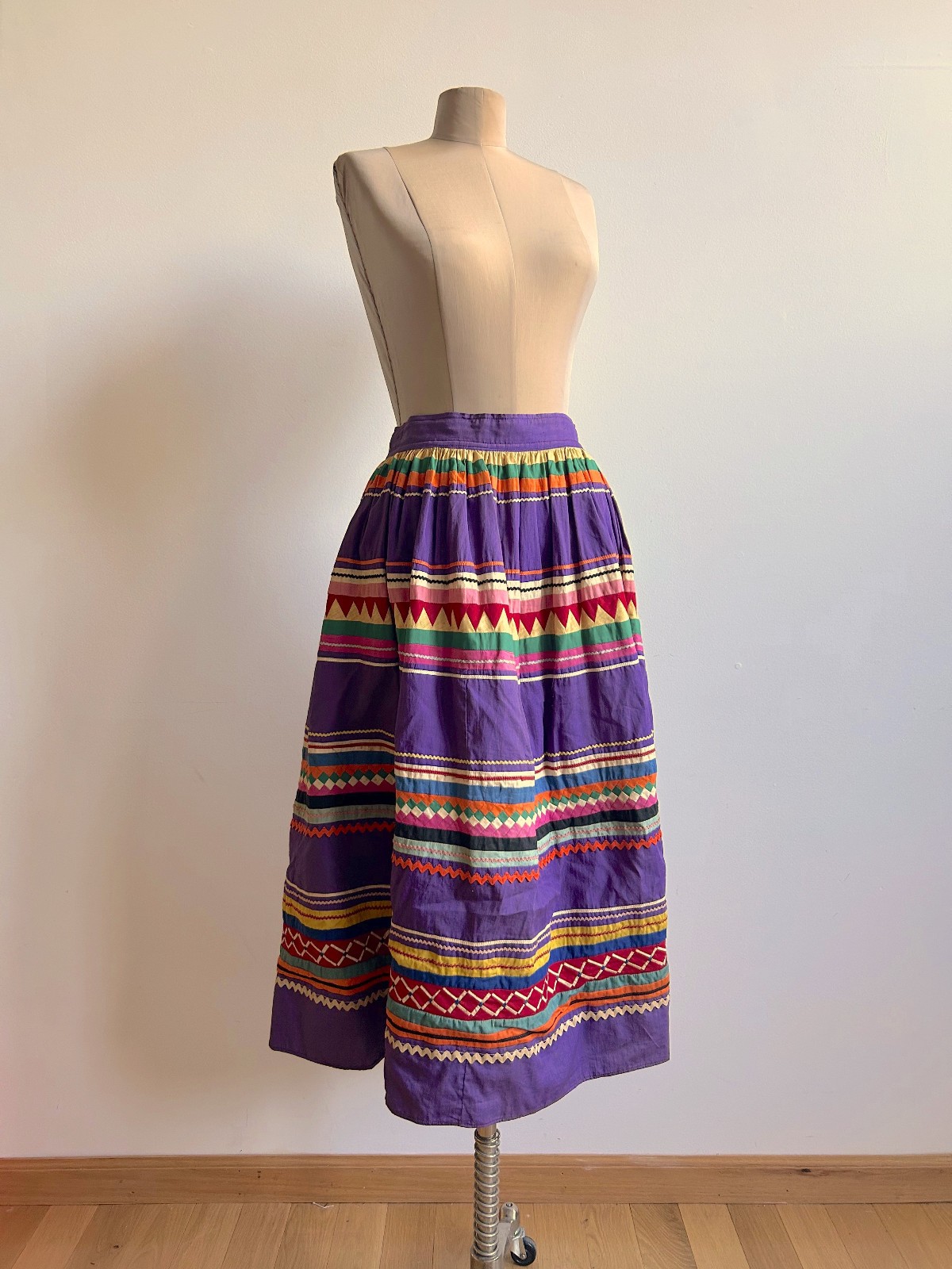 Vintage Colorful Native American Quilted Patchwork Skirt Seminole