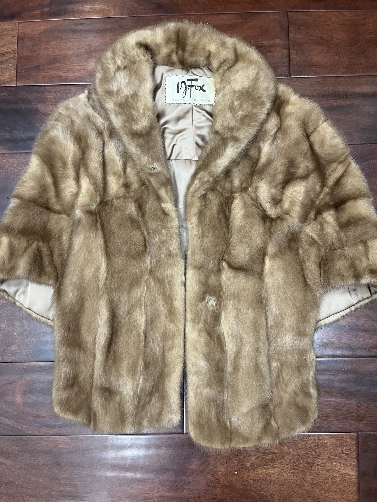Vintage 60s Blonde Mink Fur Cape Stole Shawl Jacket Cropped Bridal Old Hollywood
