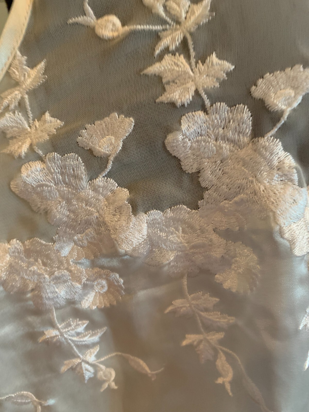 Vtg Ivory Satin Poly Lace Embroider Nightgown Long Elegant Sexy P Intimates -XL