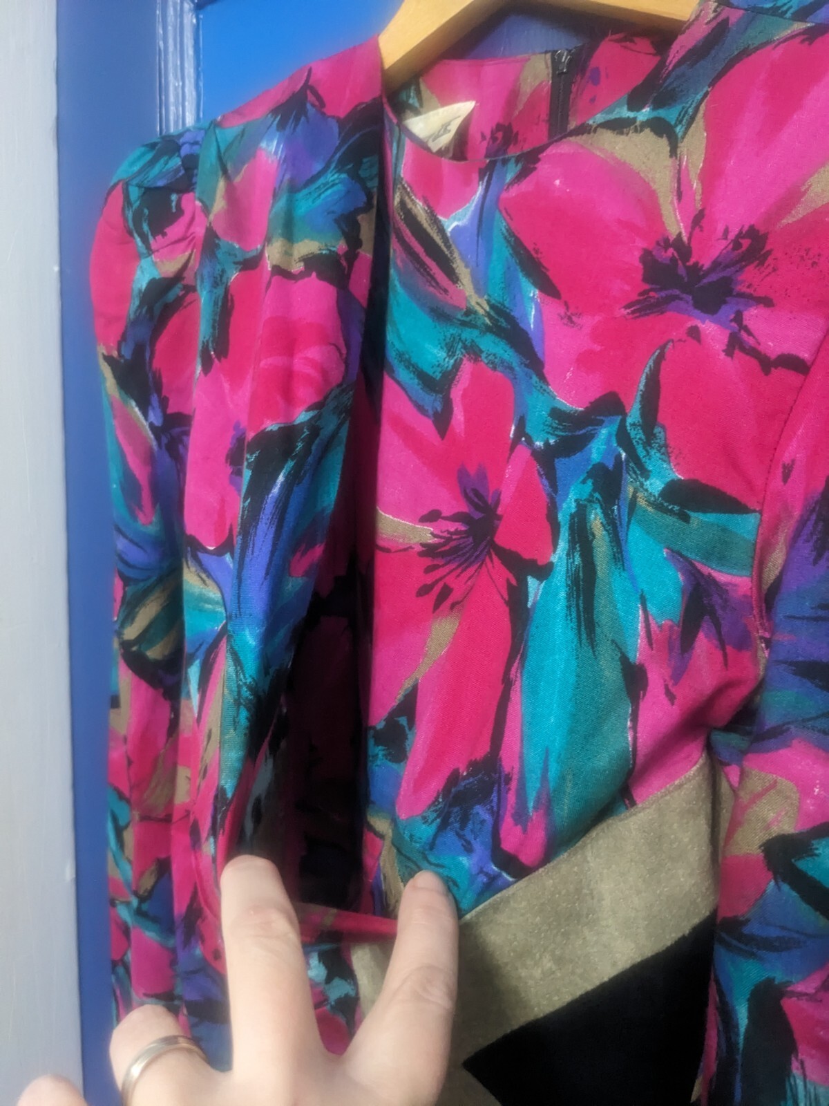 *Vintage Act 1 New York*Faux Wrap Around Dress*Size 12*Suede*Colorful