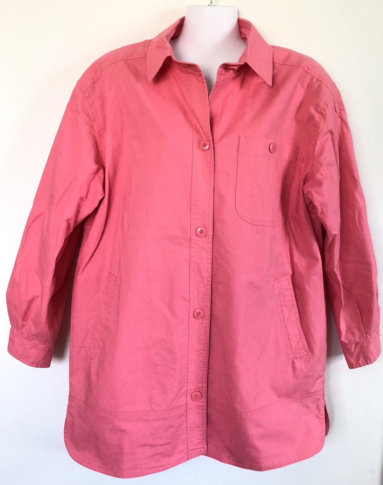 Vintage Learsi Women’s Light Weight Coat Jacket Large Coral Pink Wind Breaker H