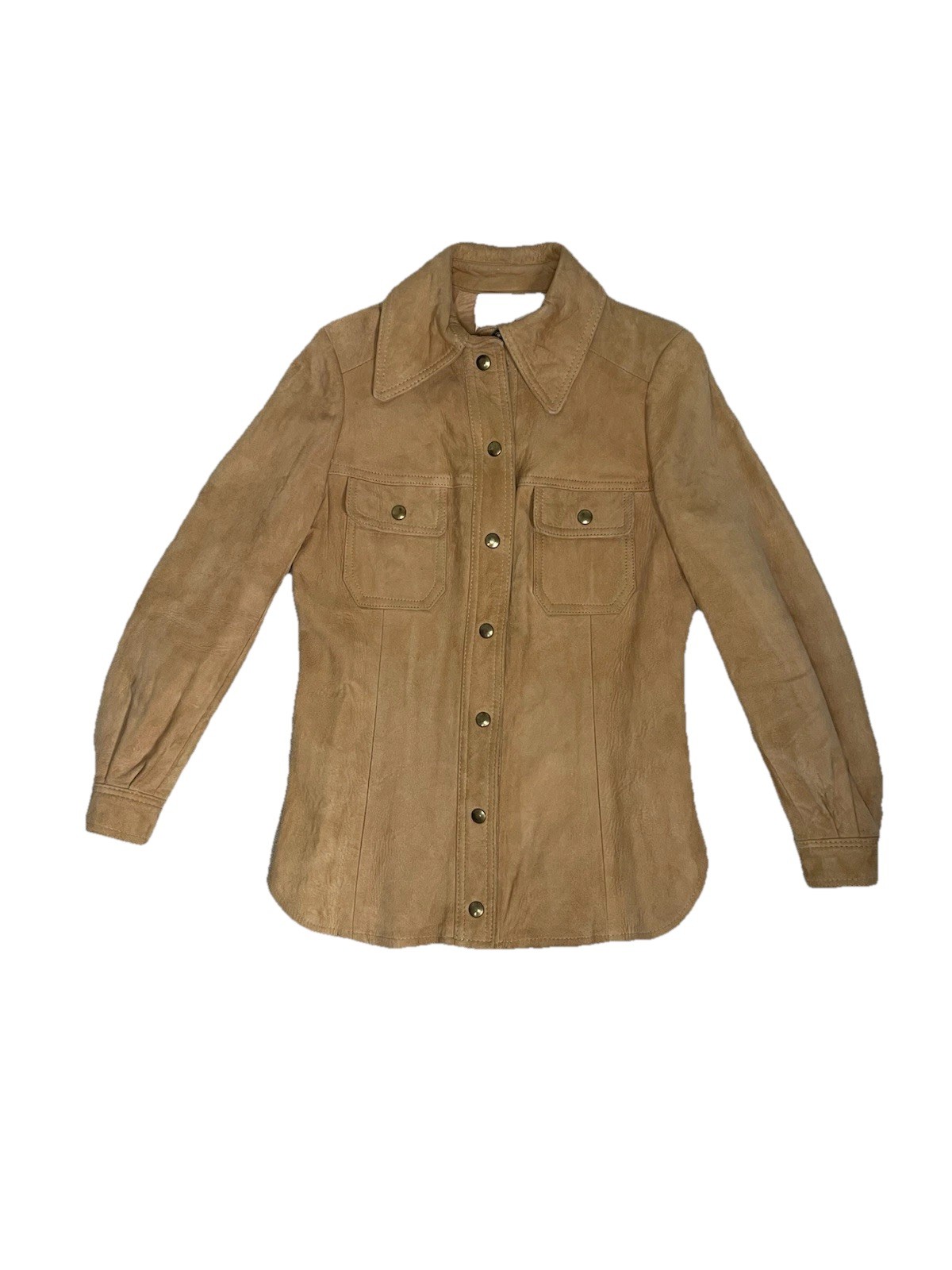 Vintage Jane Justin Don Sophisticates Tan Suede Shirt Jacket Size 5 (XS-S) Camel