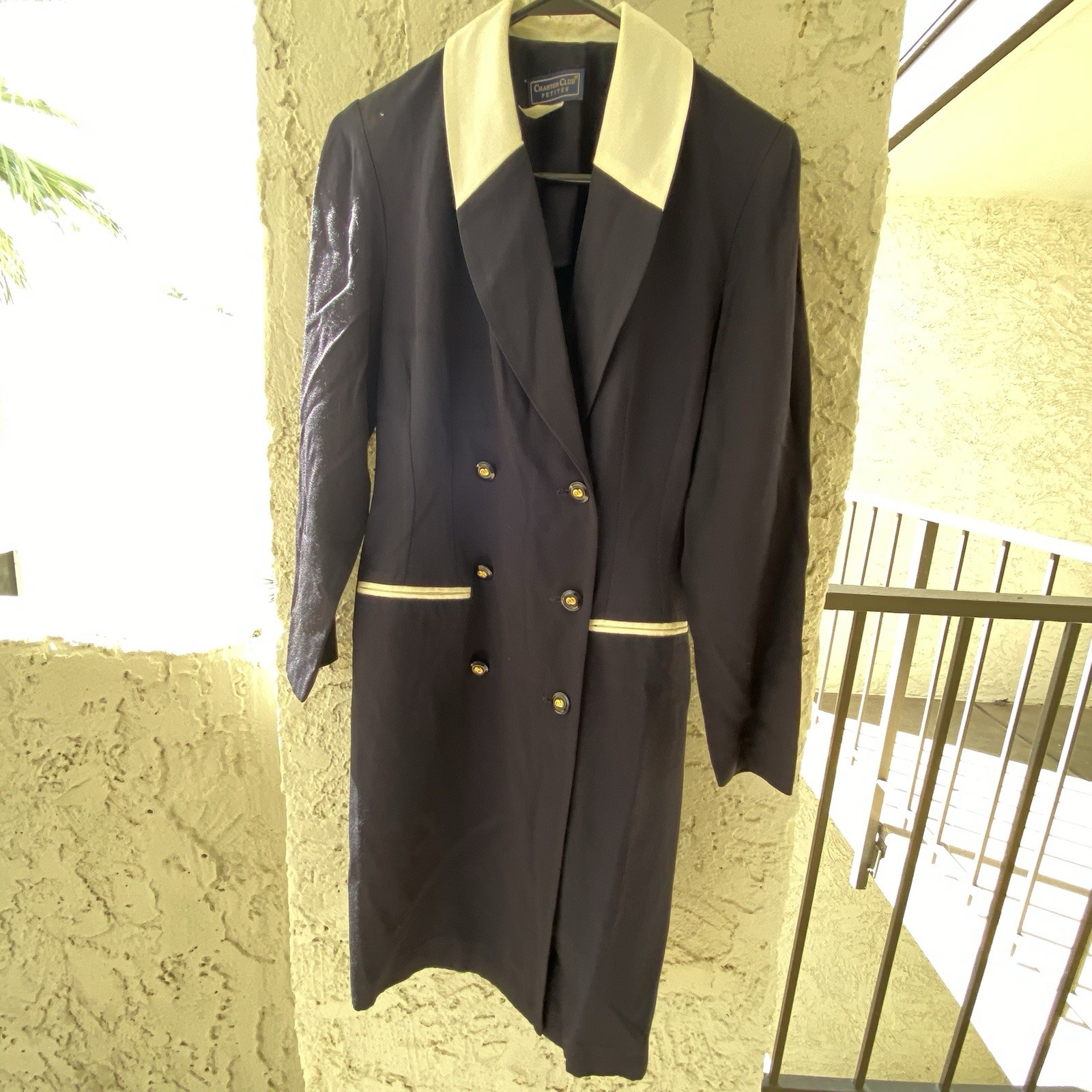 Vintage Charter Club Nautical Blazer Dress — Navy & White Power Silhouette USA