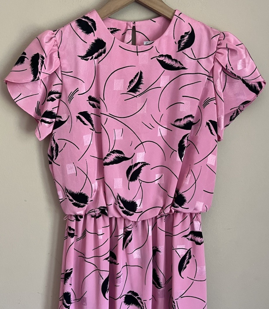 Vintage Dress 1970s 1980s Floral Secretary Womens Size Petites 4 4P Lady Carol