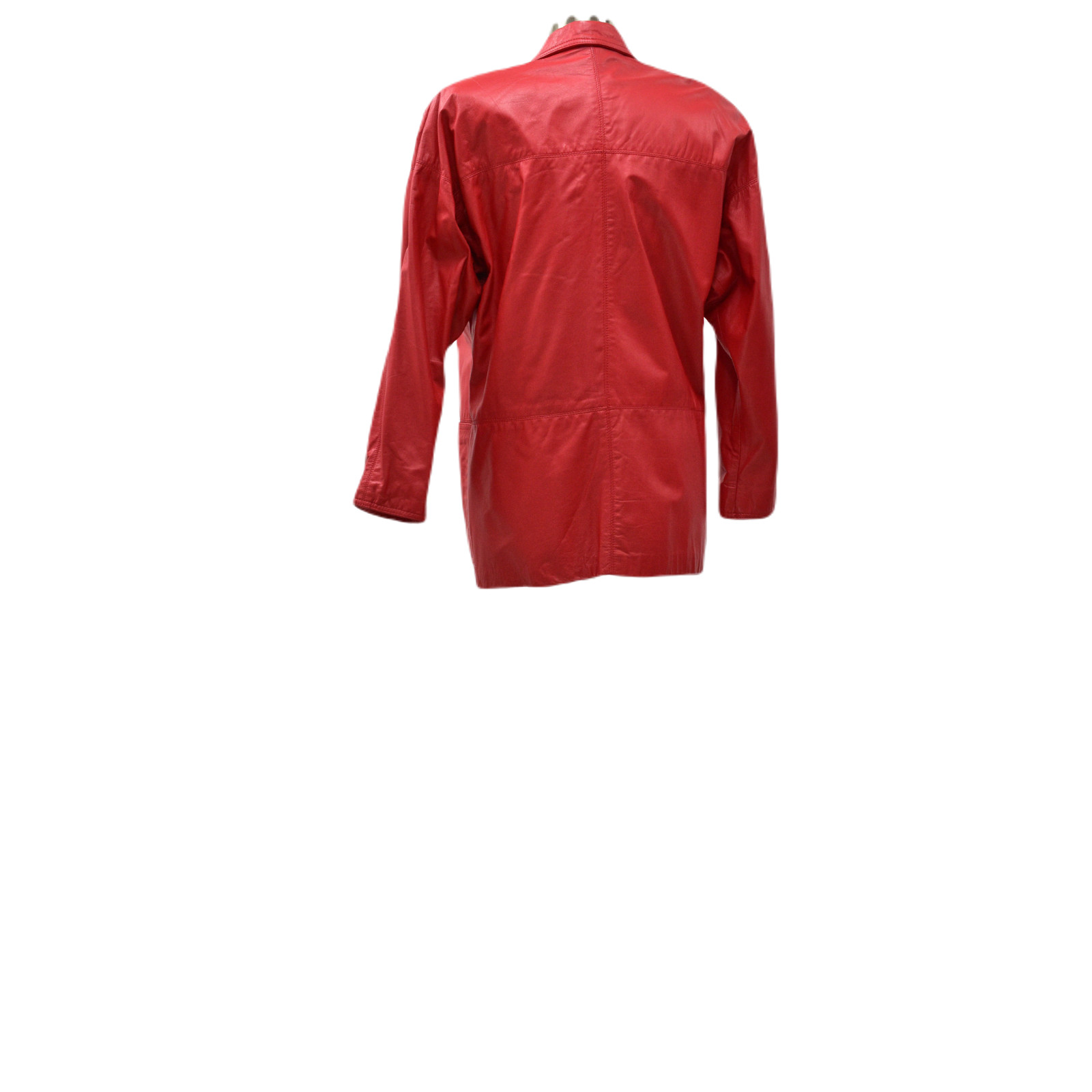 80s Vintage Red Leather Jacket Womens M Oversized Holiday Blazer Relaxed Fit