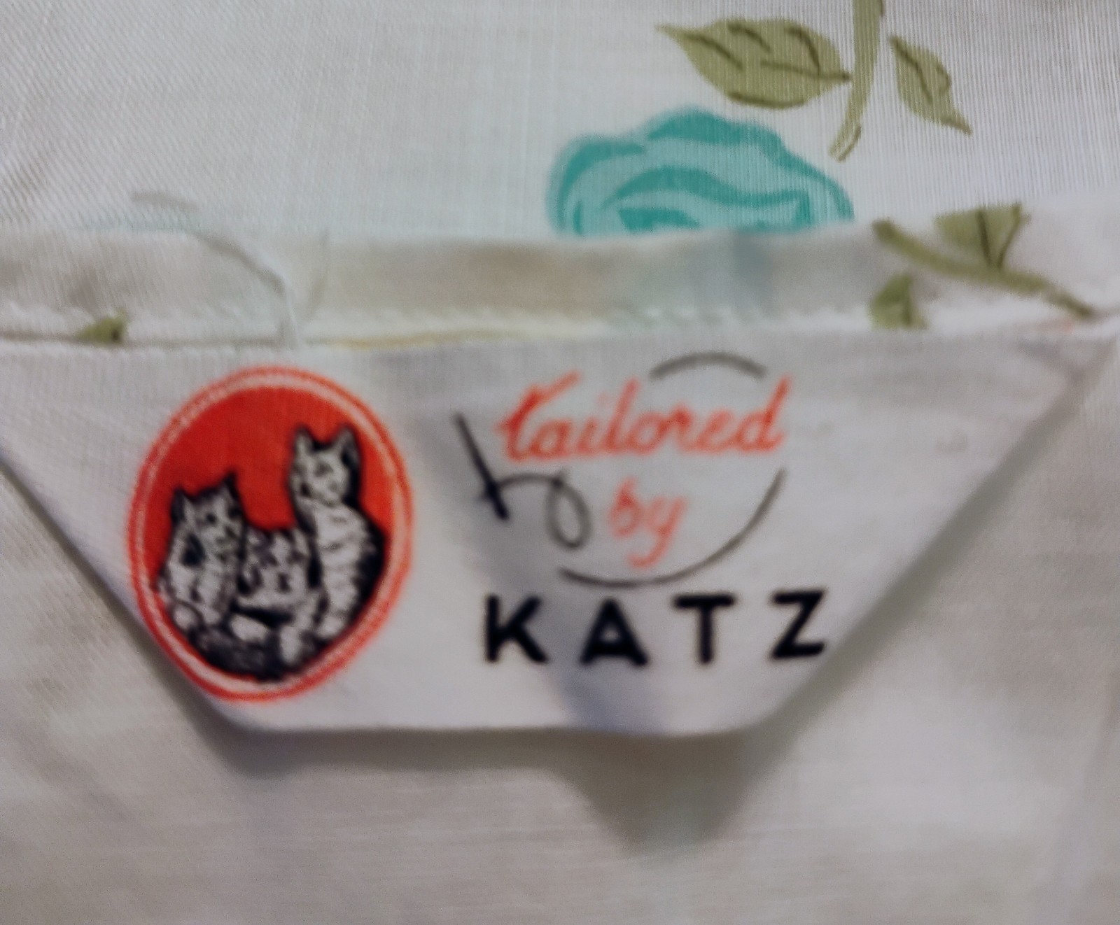 VGT 60’s „Katz” Baby Blue Teal Roses with White Lace Shift/Night Gown