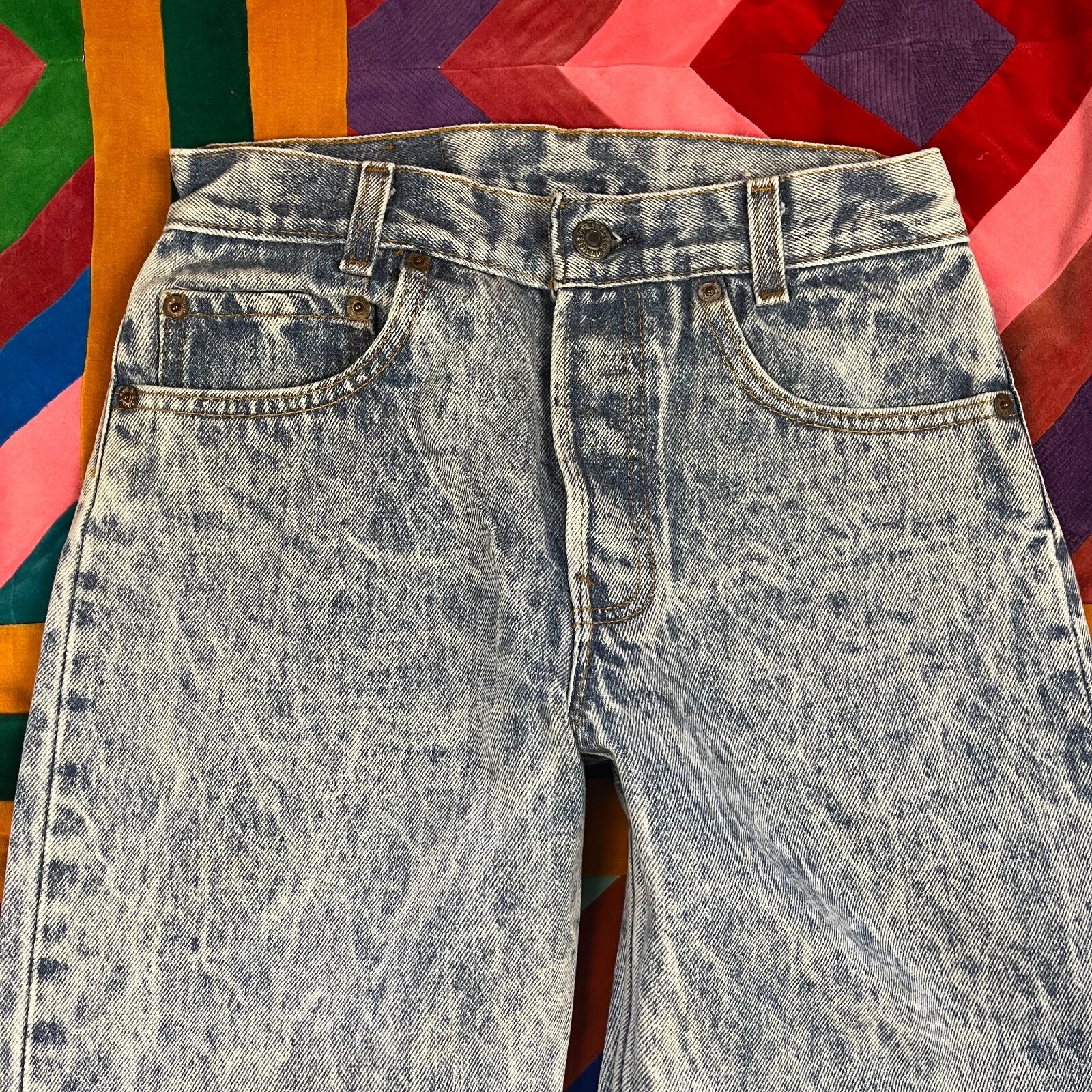 Lot 2 Vintage Levis Jeans Acid Washed Blue Student Fit 701 Dark Blue 505 90s 27