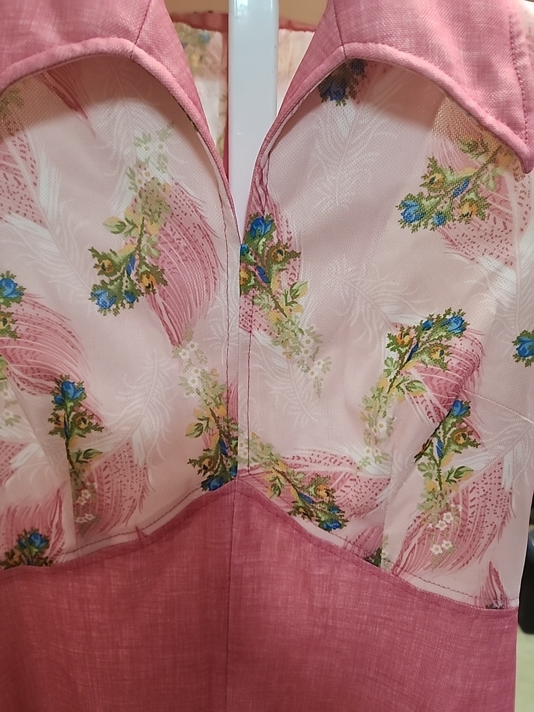 Vintage Custom Handmade 60-70s Pink Dress S/M Short Sleeve