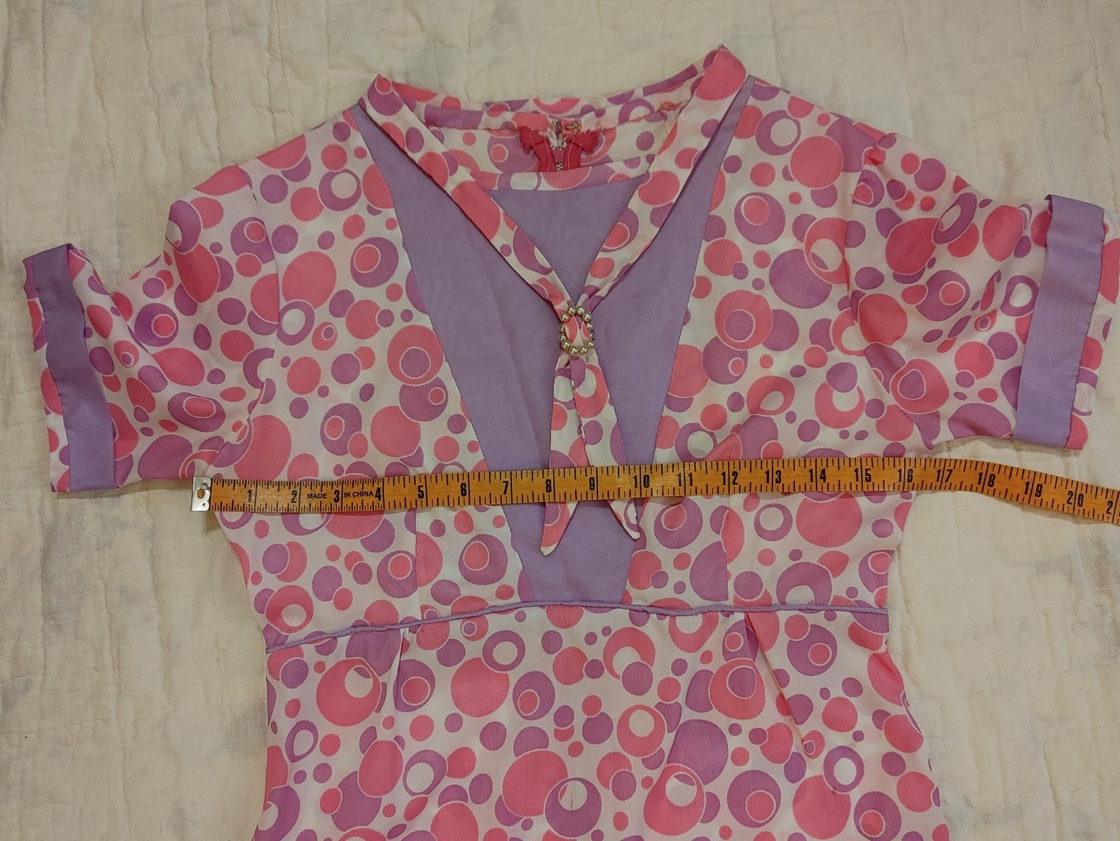Vintage 1960s Mod Maxi Dress Pink Purple Bubble Print Psychedelic HandmadeGroovy