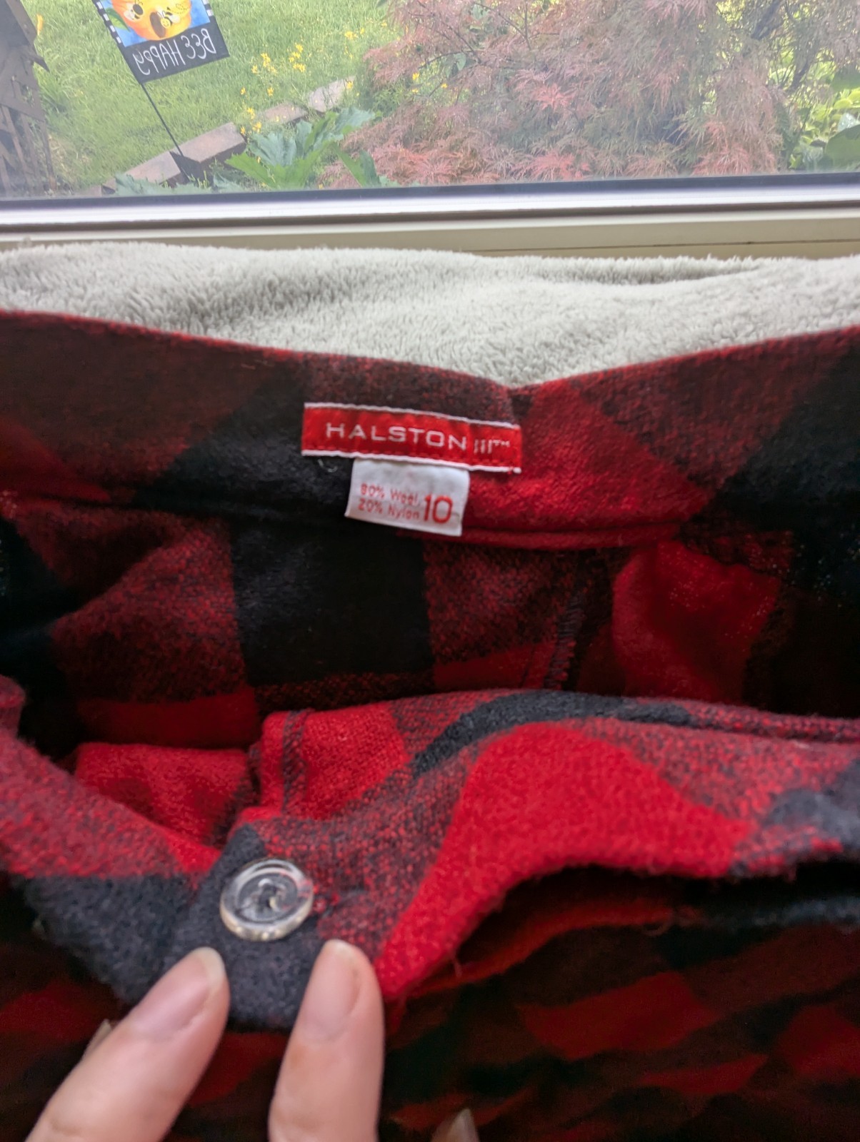 Vintage Halston III women’s wool blend skirt, Size 10 lumber jack.