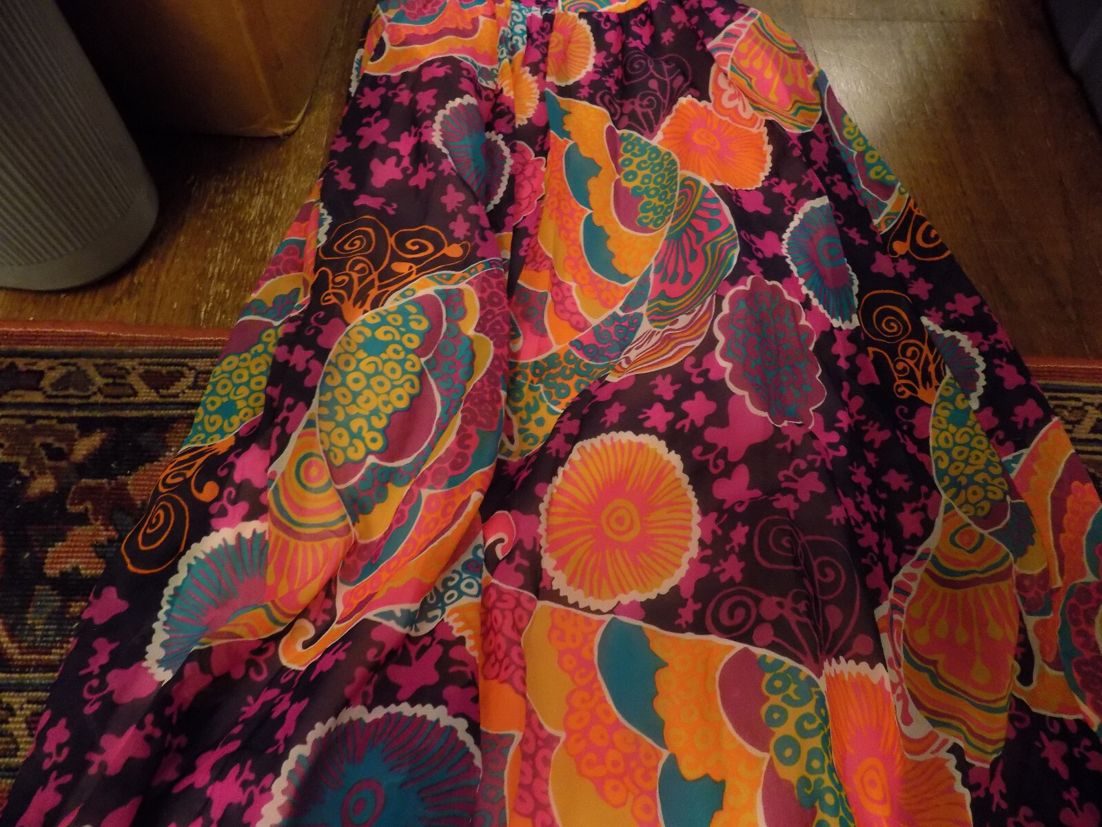 Don Luis vtg Halter Maxi Dress & Sheer Jacket BOLD Groovy Purple Orange Pink M