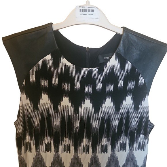 Karen Kane Stretch Knit Dress Lamb Leather Shoulders Size Small