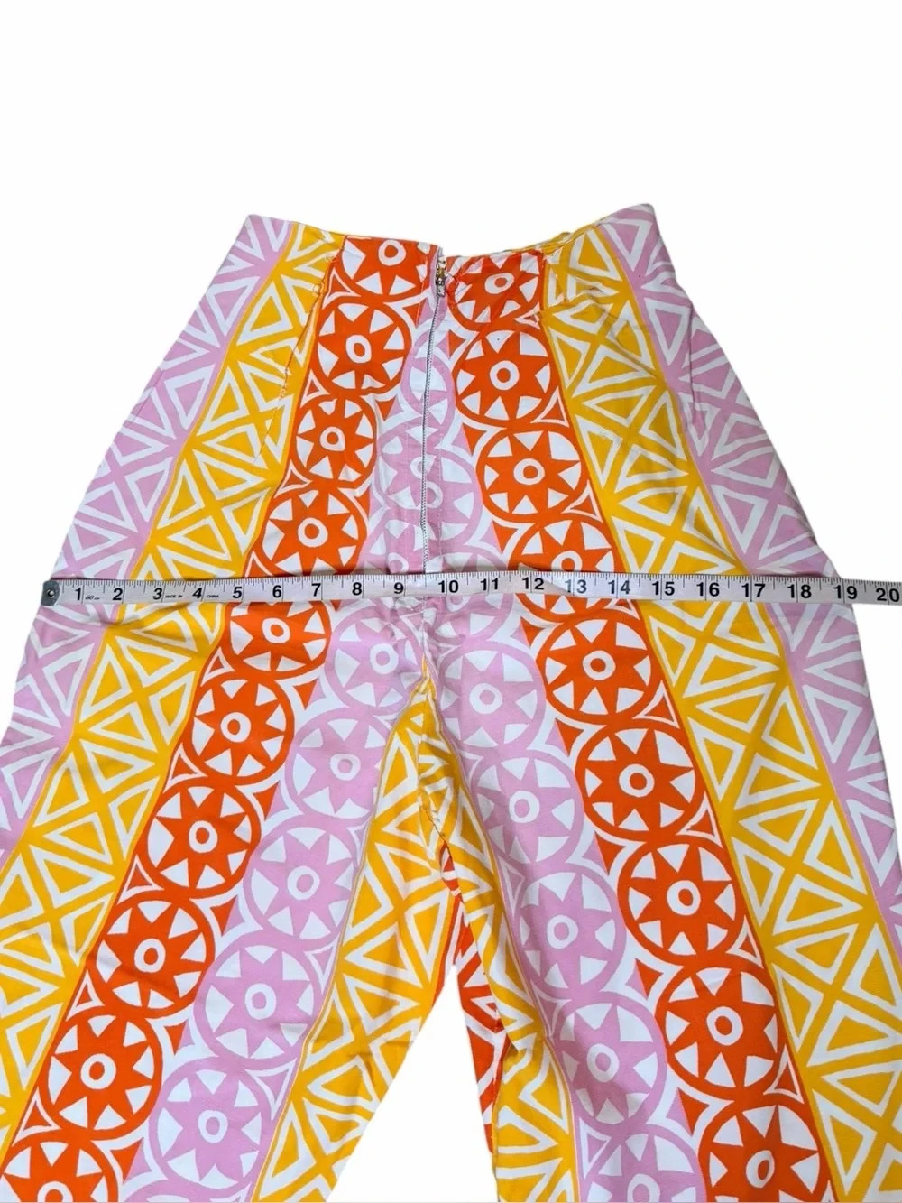 VTG 60s Mod Psychedelic Capri Pants XS Pink Orange Yellow Zip Ankle