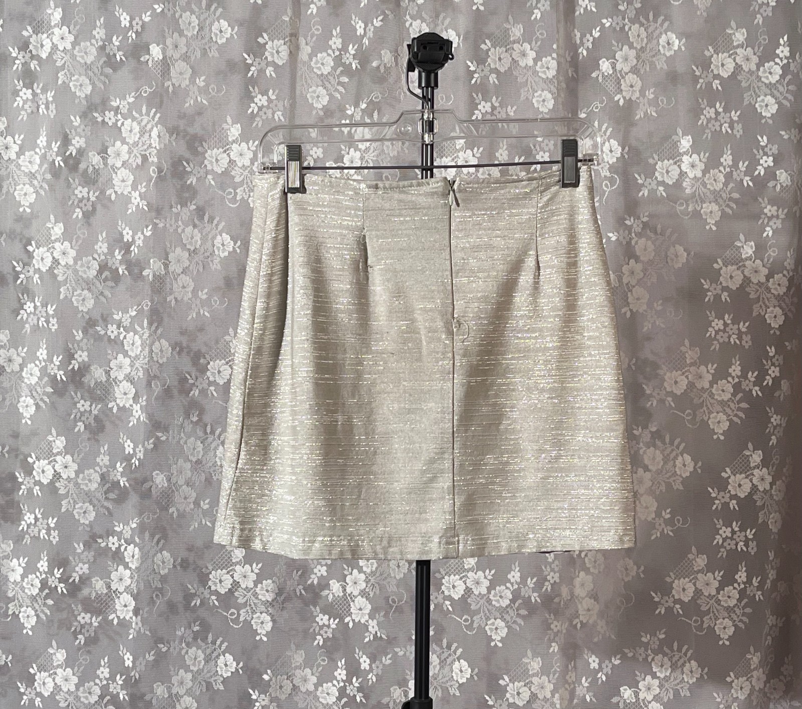 Vintage 90s Silver Mini Skirt Size Small 1990s Retro Y2K Space Futuristic Chic