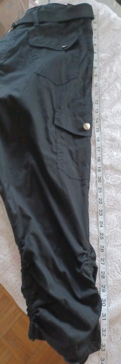 NWT VINTAGE Y2K GRUNGE JAZZIE LONDON BLACK CARGO RUCHED CAPRIS W/BELT JUNIORS 2X