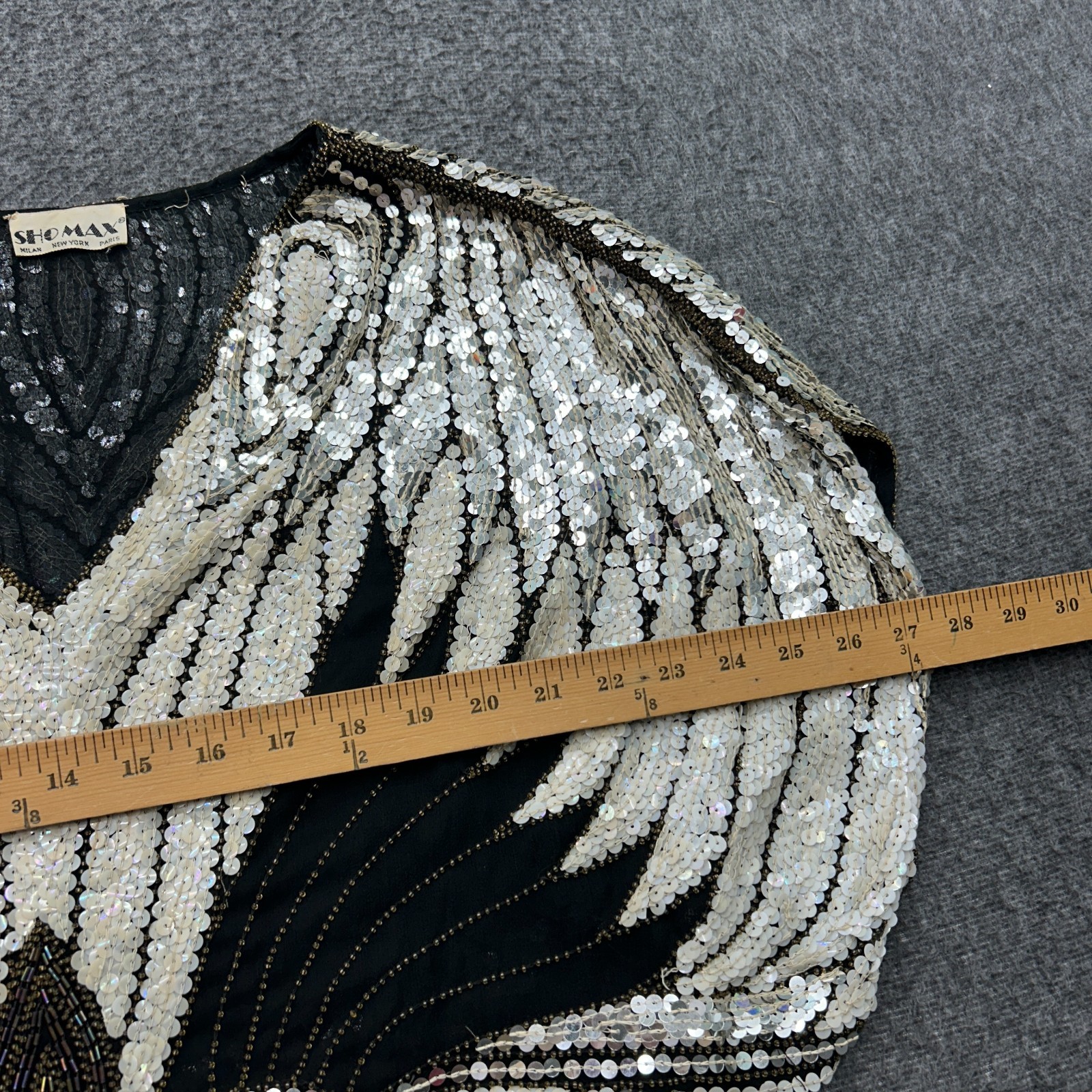 Vintage Sho Max 100% Silk Sequin Butterfly Top One Size Whimsigoth Glam Rock