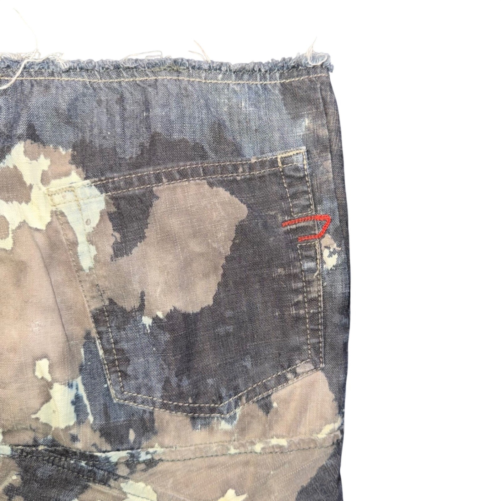 Vintage Diesel Asymmetrical Acid Wash Denim Skirt Raw Hem Y2K Cyber Grunge 25