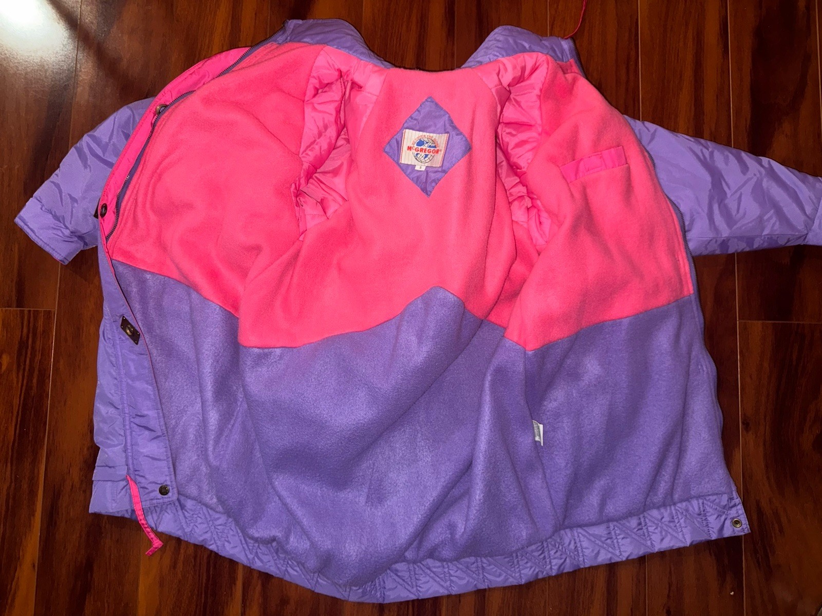 Vintage McGregor 90s Purple Pink Colorblock Ski Jacket S Fleece Lined