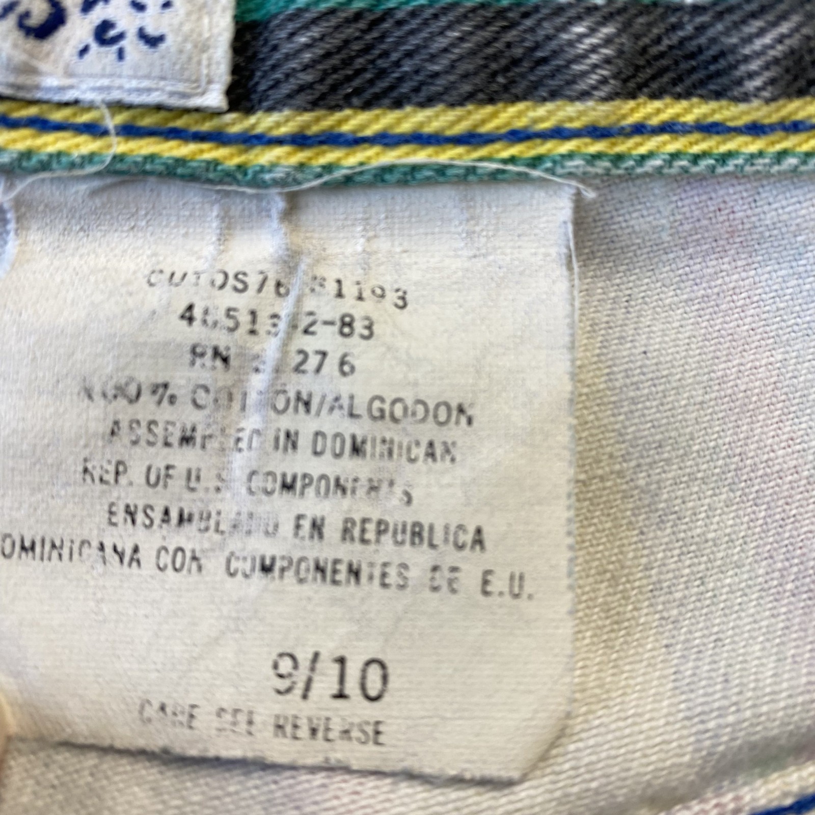 Vintage Bonjour Women’s Junior 9/10 Shorts Colorful Stripes Denim Jean Fray Hem