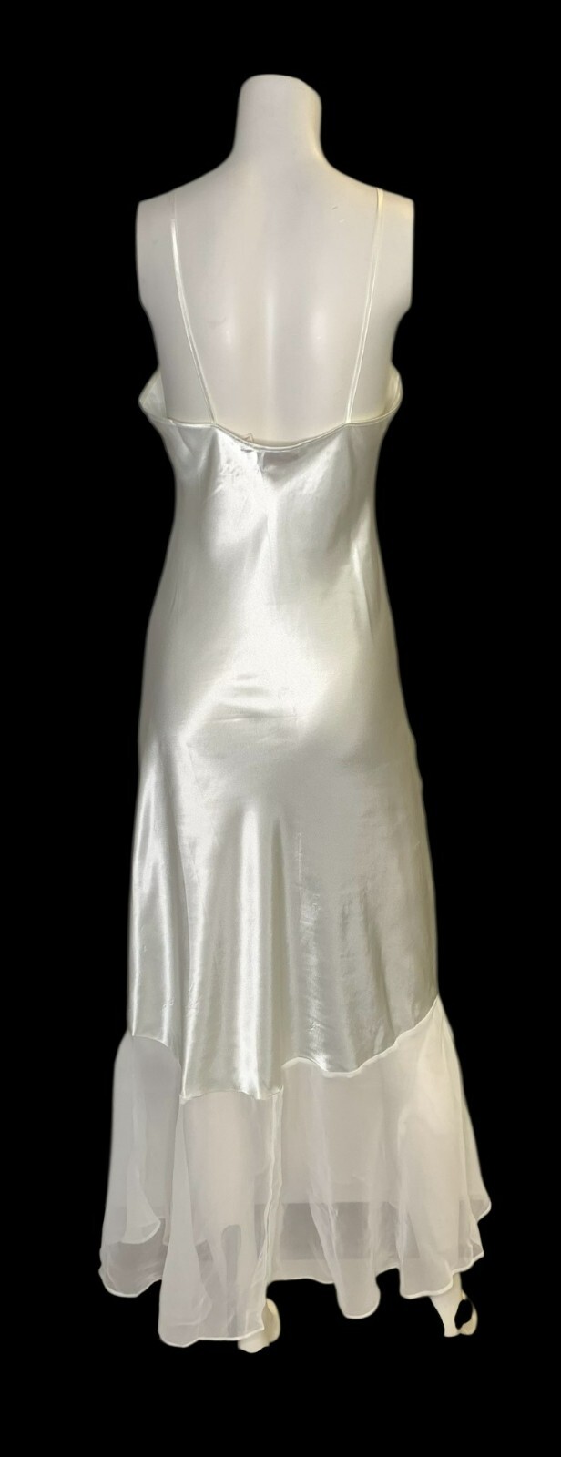 VTG Victoria’s Secret Gold Label Satin Lace Slip Dress S Ivory Chiffon Nightgown