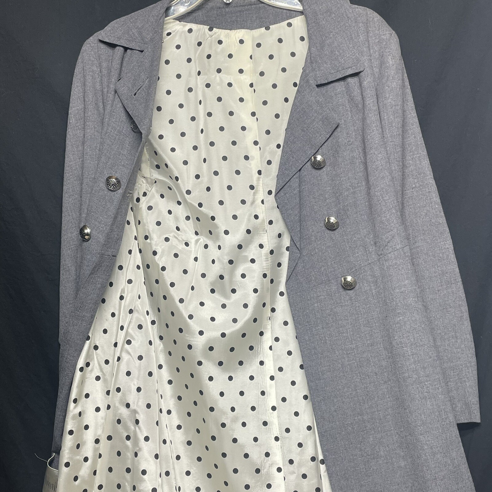 Vtg Jacobson’s Double Breasted Coat Dress Size 10 Polka dot Lined Made in USA