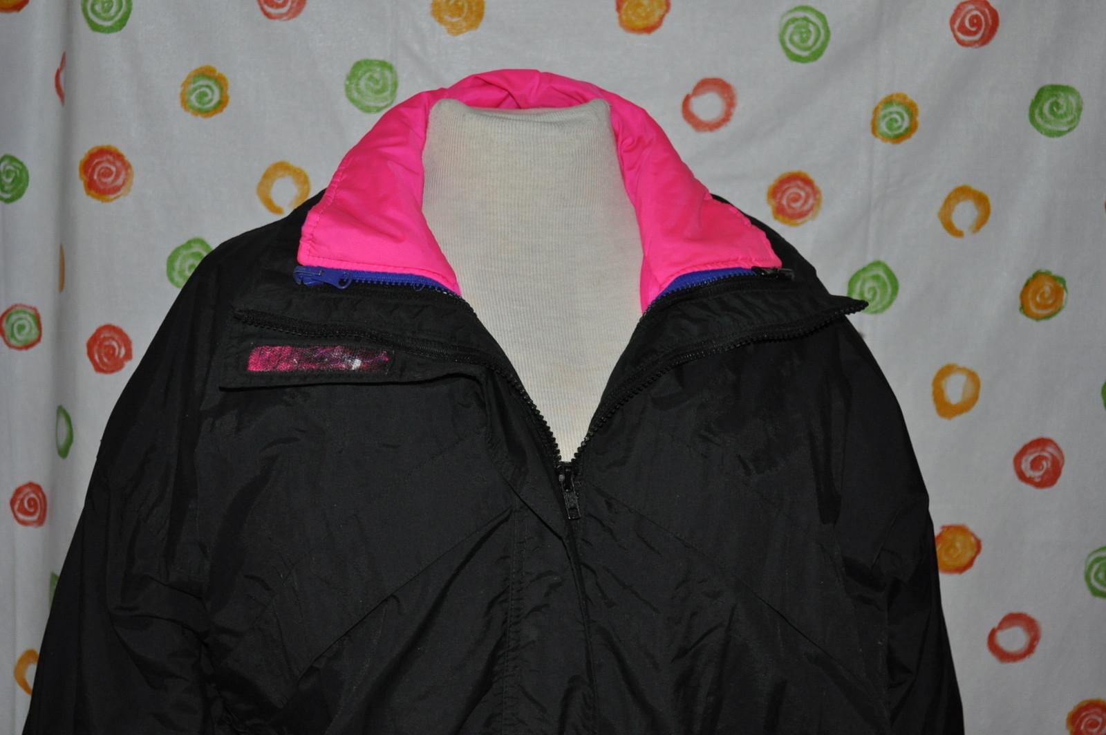 1980’S BLACK puff JUNIOR M COAT ZIP OUT WINDBREAKER 2 COATS IN ONE RETRO COOL