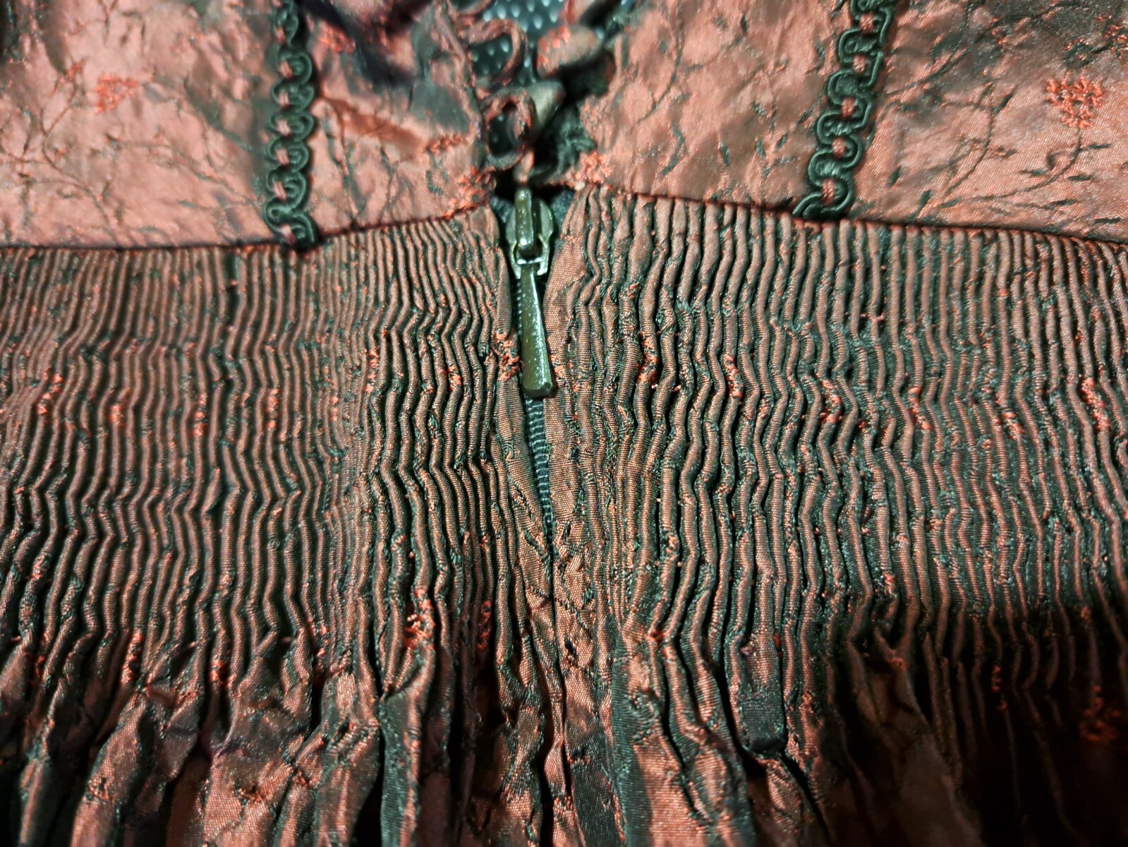 Vtg Edwardian Revival Gothic Burgundy Dress S C-D Bust Silk Blend Puff Sleeves