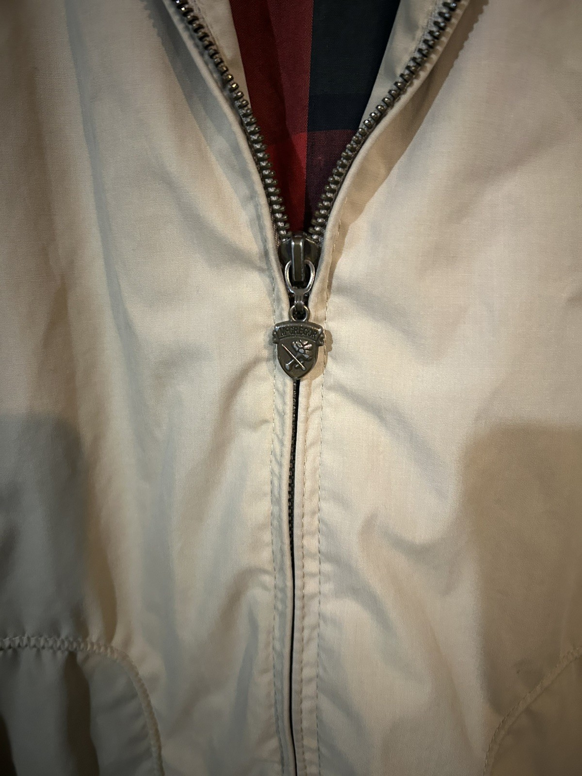 VINTAGE RARE McGREGOR Drizzler Barn Jacket | Beige Tartan Lined, Unisex XXL