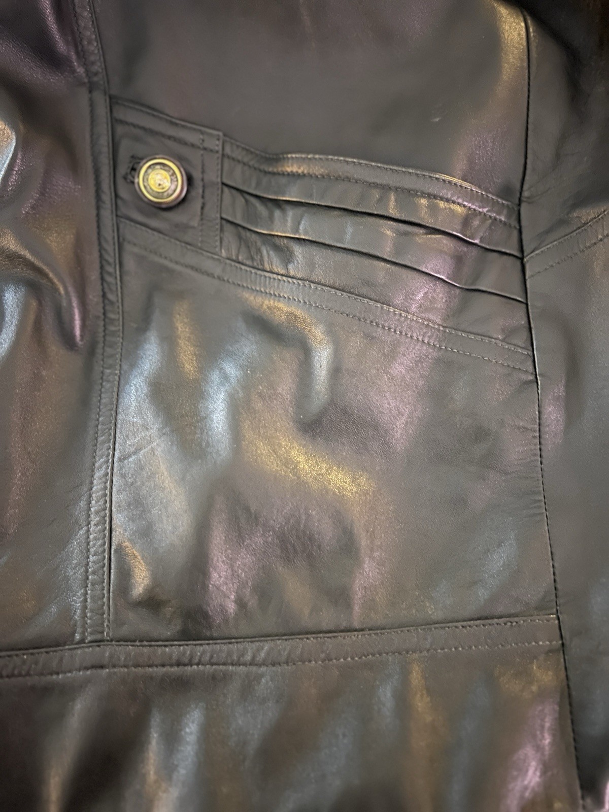 Black Leather Jacket Lightweight Coat Vera Pelle Medium Lined Italian Made