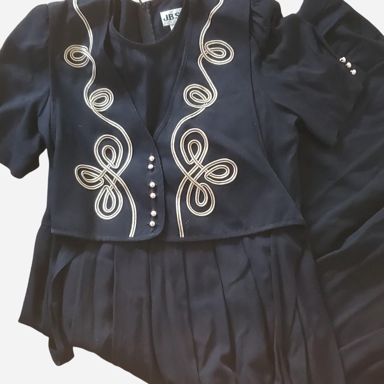JBS Black and Gold Vintage Dress with Attached Vest and Shoulder Pads 🌟