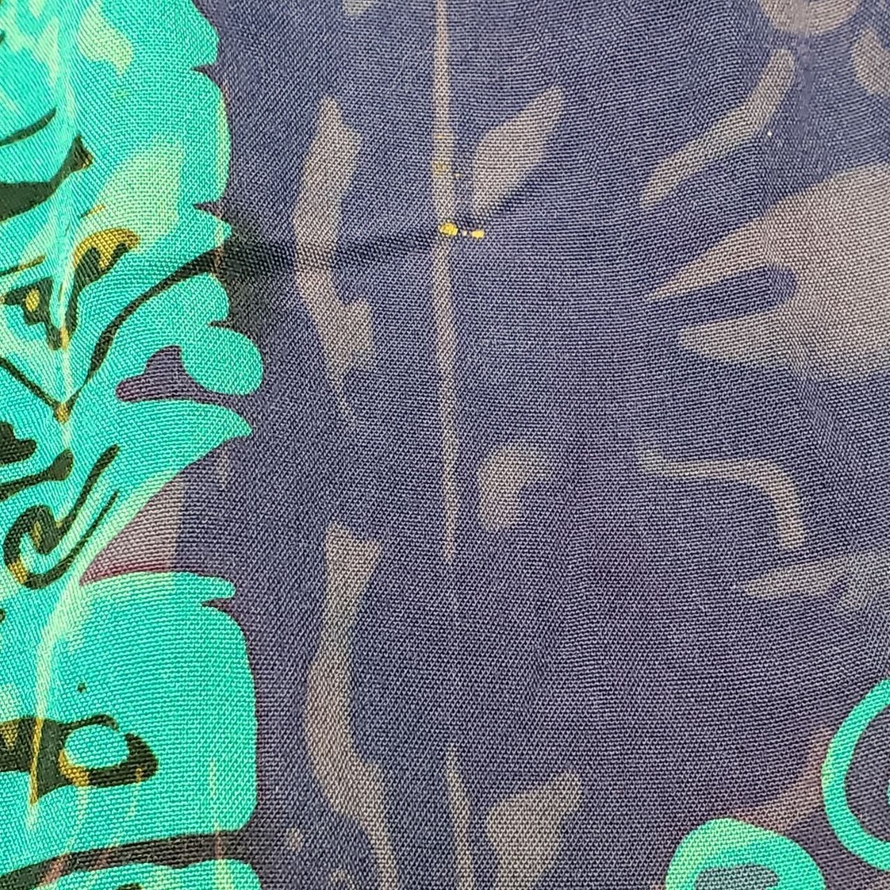 Vintage Hilo Hattie Maxi Wrap Skirt Womens Medium Blue Patchwork Batik Elephant