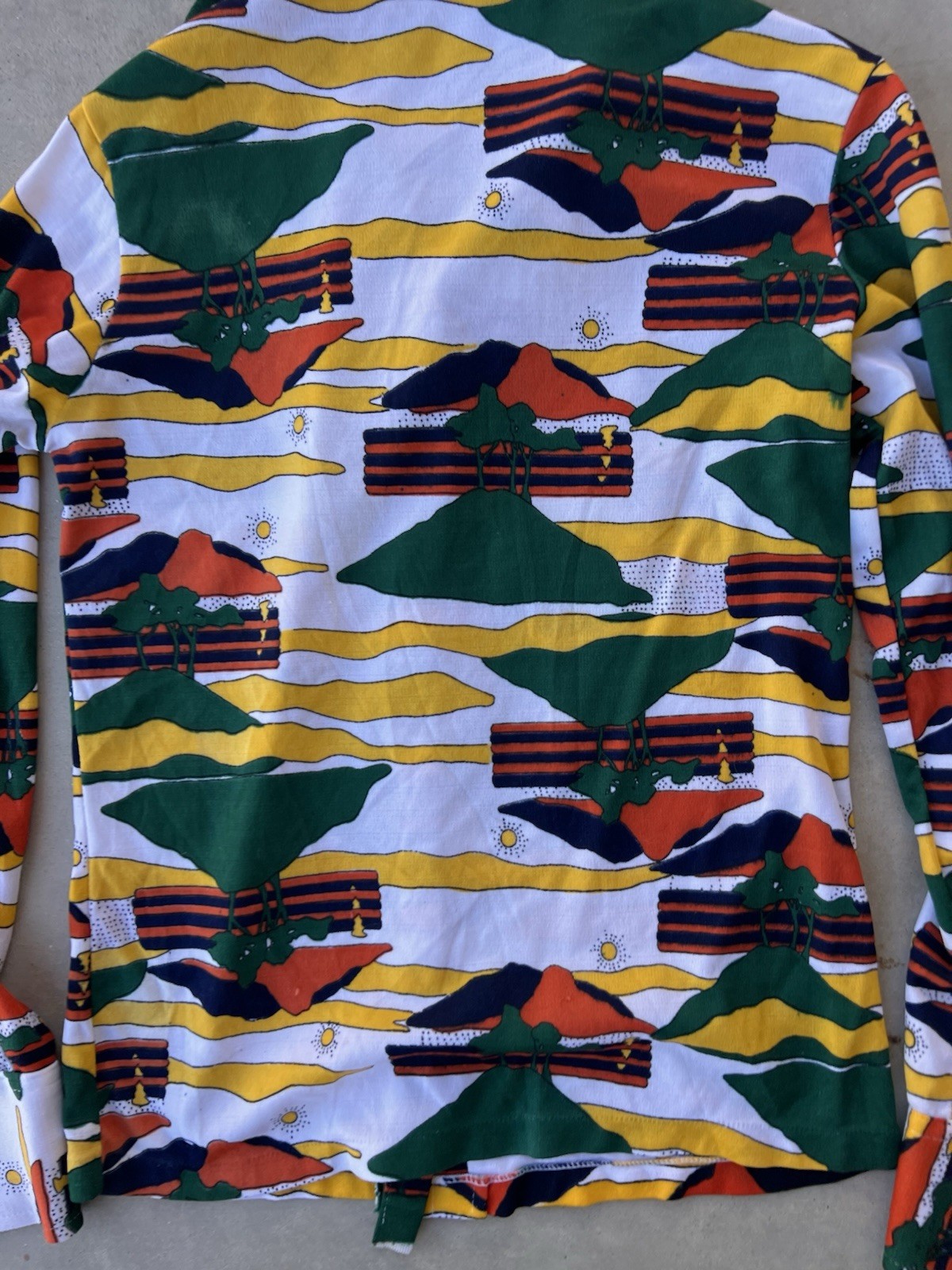 Vintage JC Penney Shirt Large 14-16 Womens 70s Disco Loud Color All Over Print