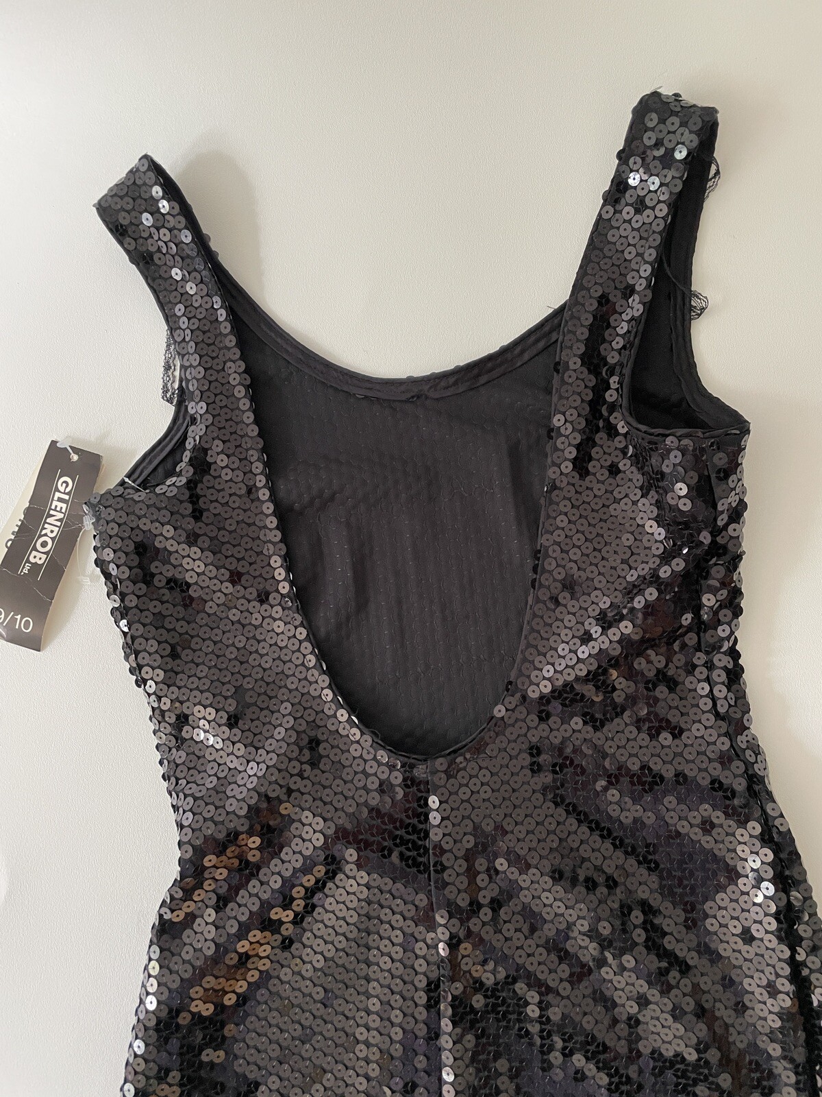 Vintage Y2k Dress Sequin Bodycon Backless By GlenRob Home Coming Evening Black