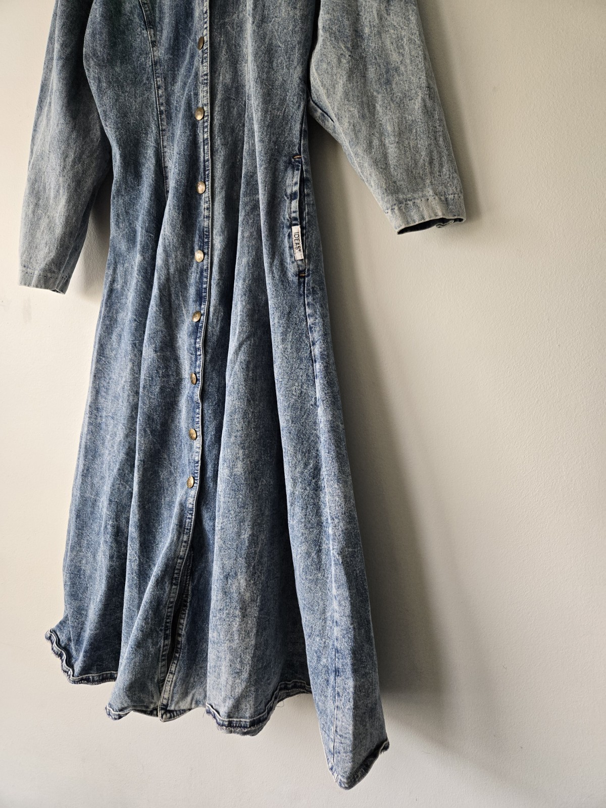Vintage IDEAS Acid Wash Denim Dress No Size Tag estimate It to Be A SMALL
