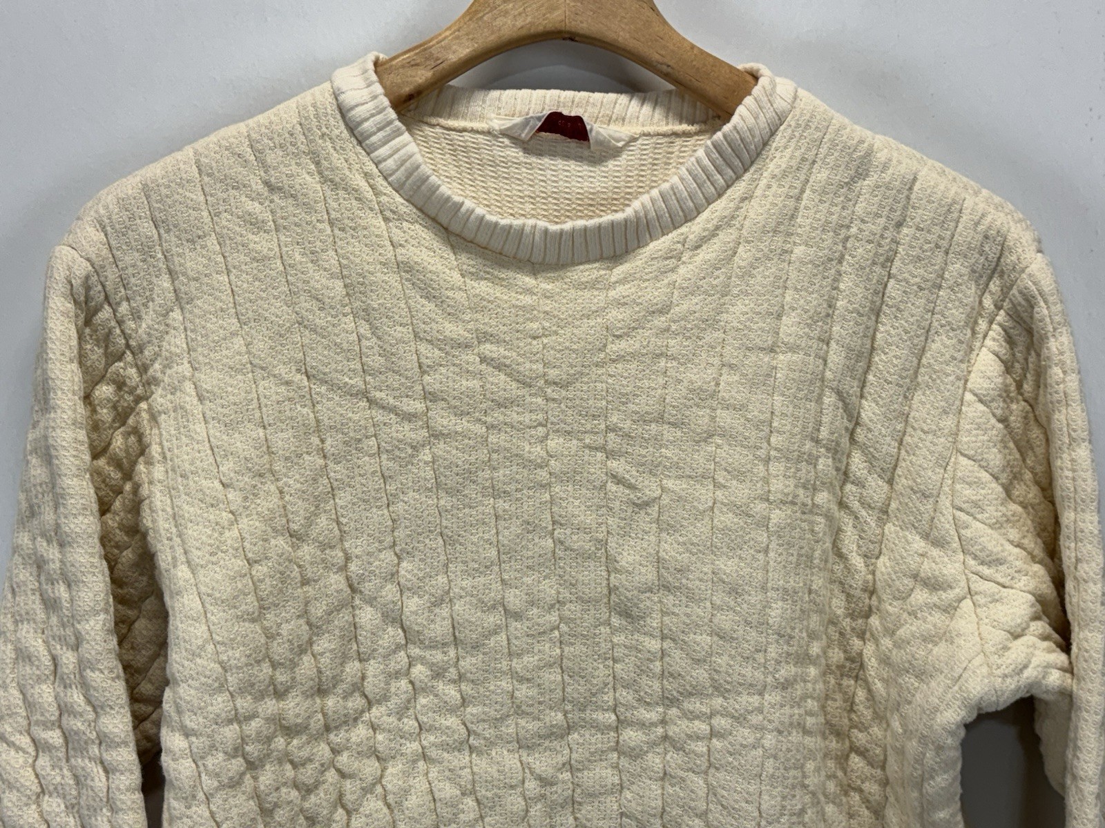 Vtg Sears Quilted Thermal Long John 2 Pc Set Sz M L Ivory 60s Flame Resistant