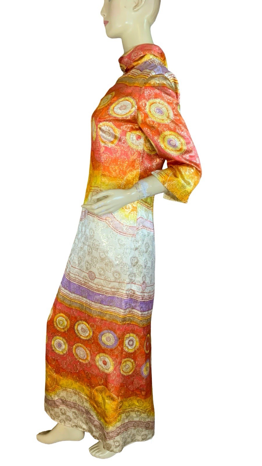 WOMEN’S VINTAGE 1970’S RED & ORANGE MALCOLM STARR ELINOR SIMMONS DRESS SZ 14
