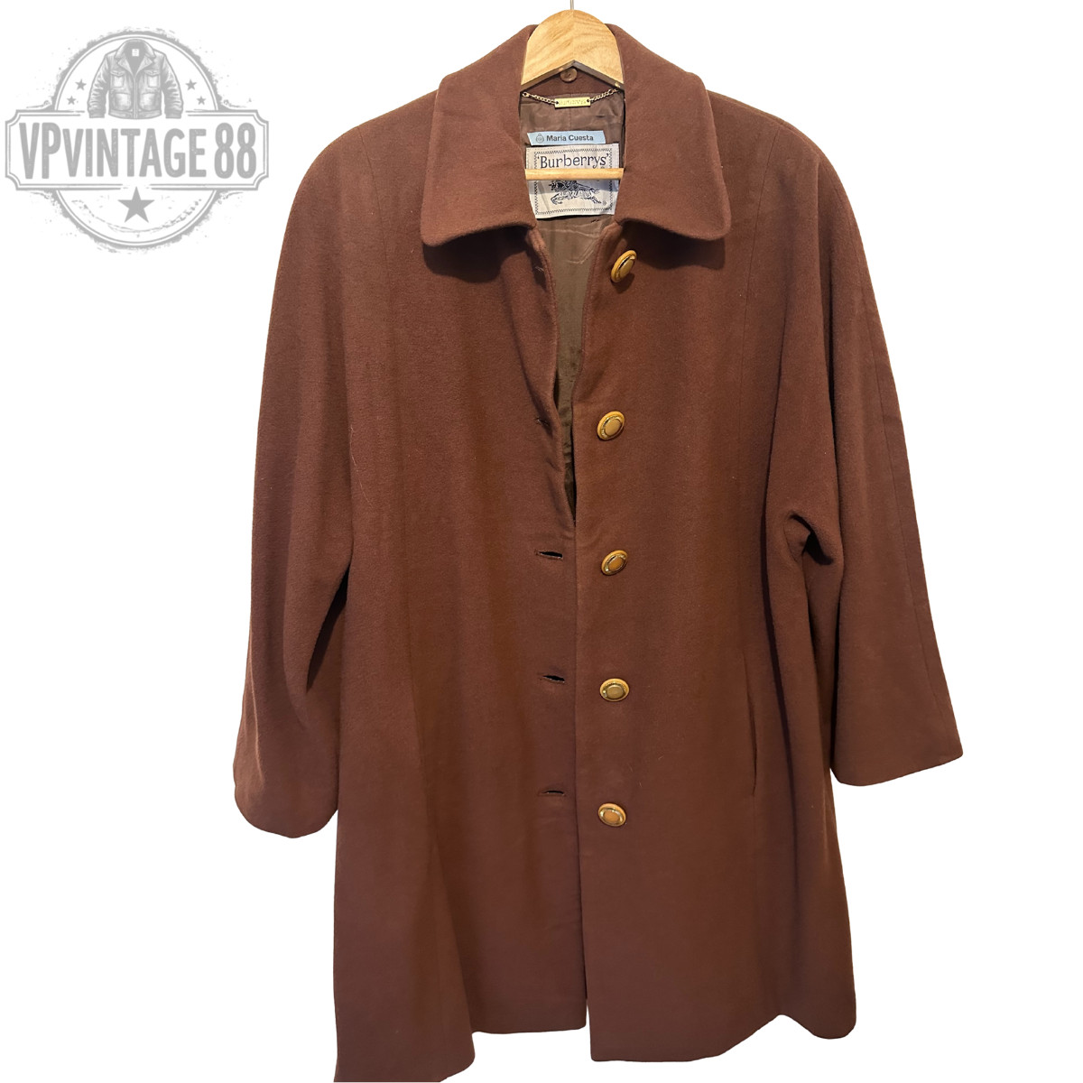 Vintage Burberry Prorsum Brown Cashmere Wool Winter Women’s Trench Coat