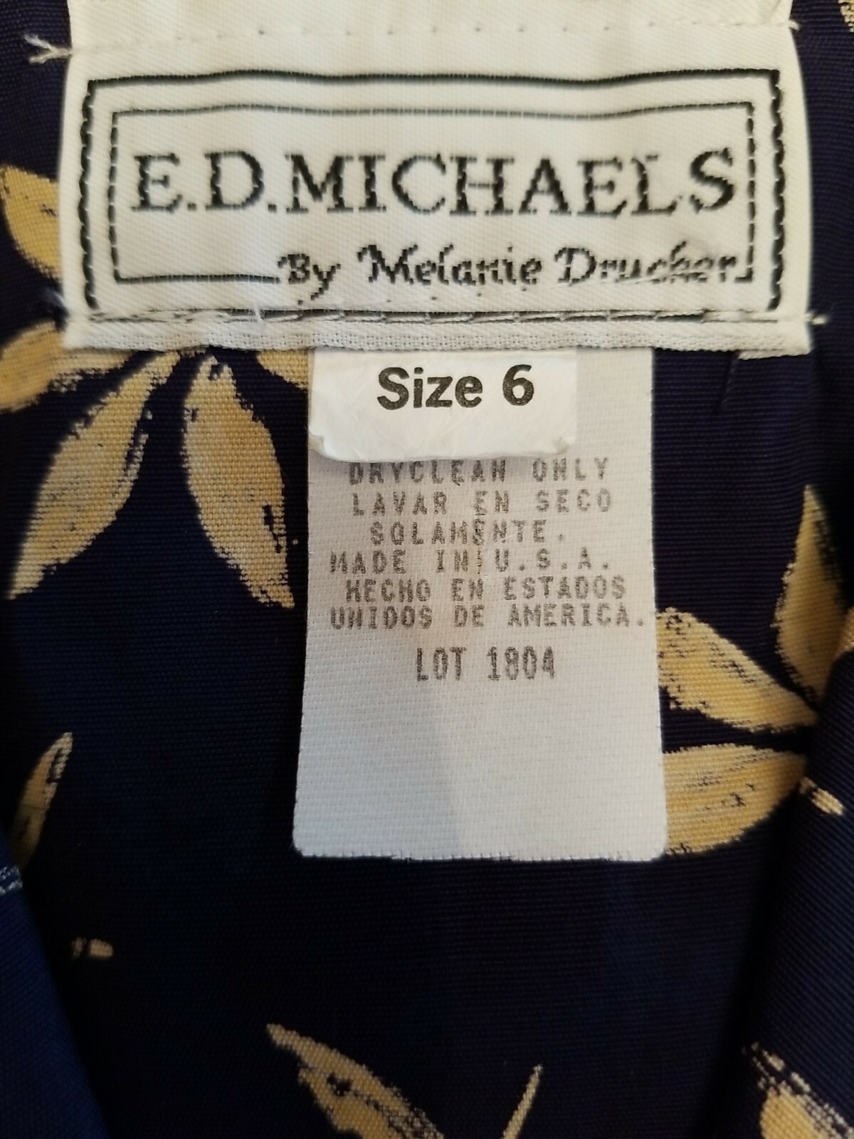 Vintage, ED Michaels Women’s Blue Floral Wide 10- 12″ Leg Jumpsuit Size 6.