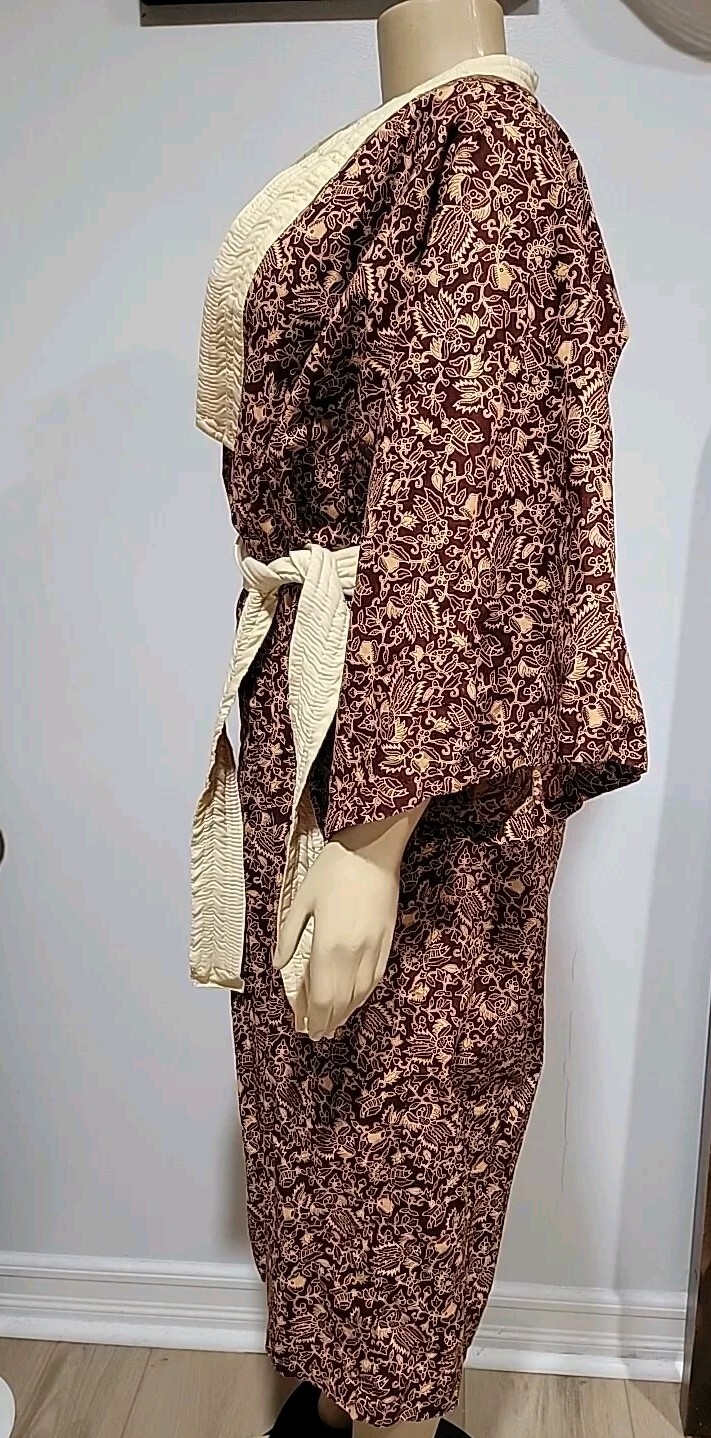 Vintage The Ritz-Carlton „BALI” Resort & Spa Belt Robe Brown Cotton Printed #01