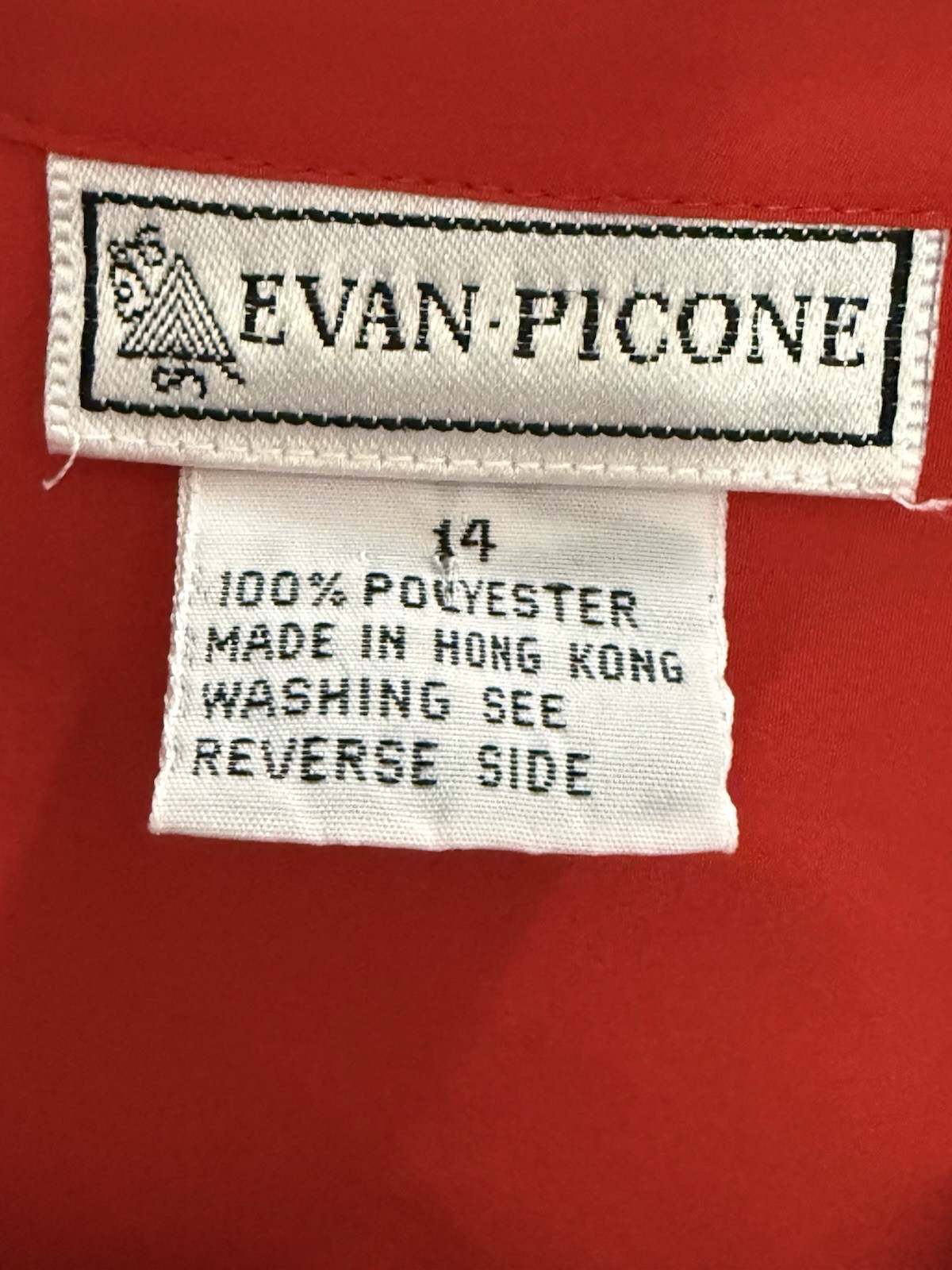 VTG Evan Picone Hong Kong Satin Cherry Red Blouse 14 Office Siren Quiet Luxury