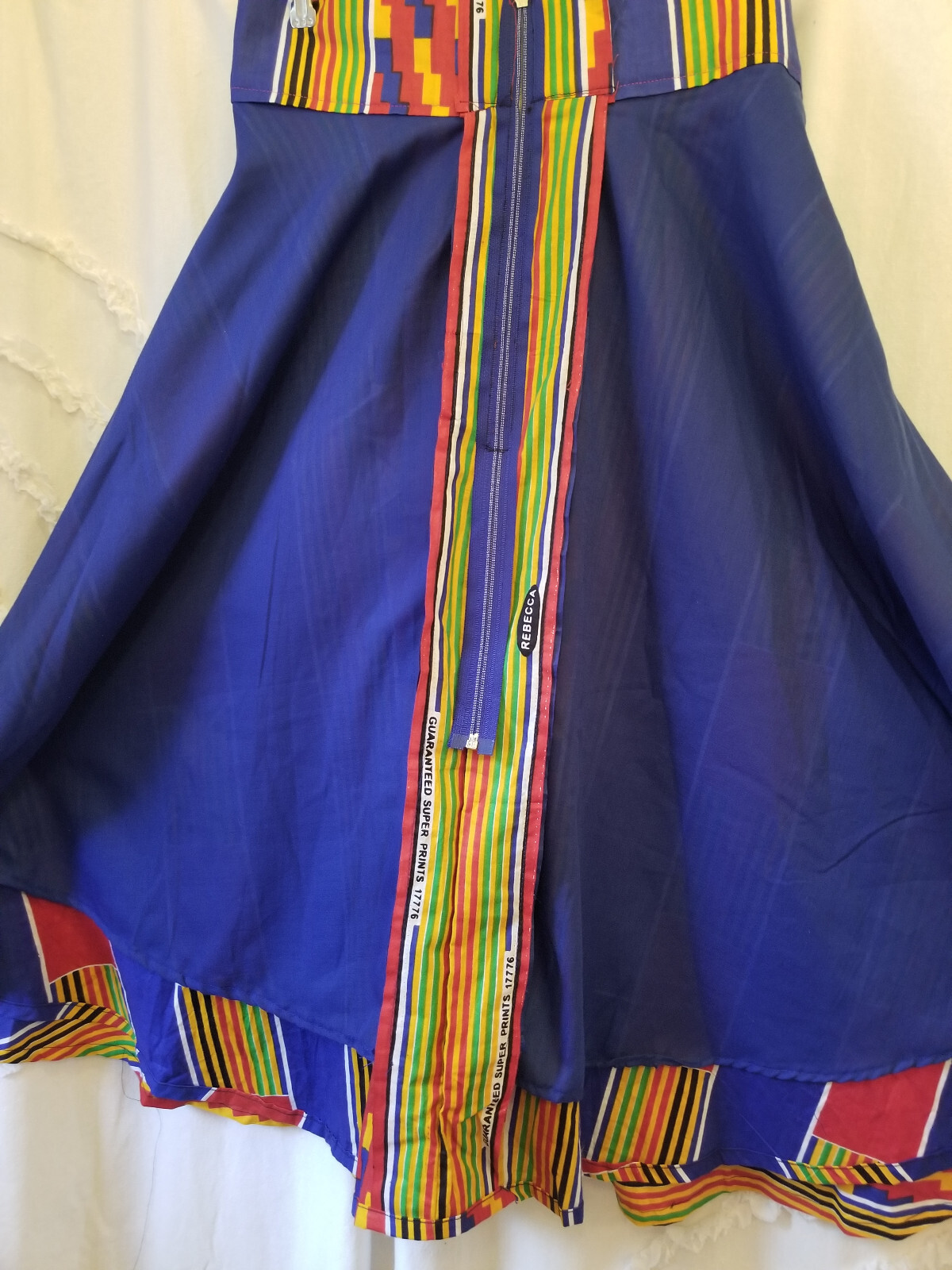Vintage 1980s Rainbow Stripe Op Art Zip Up Swing Full Sweep Skirt M/34