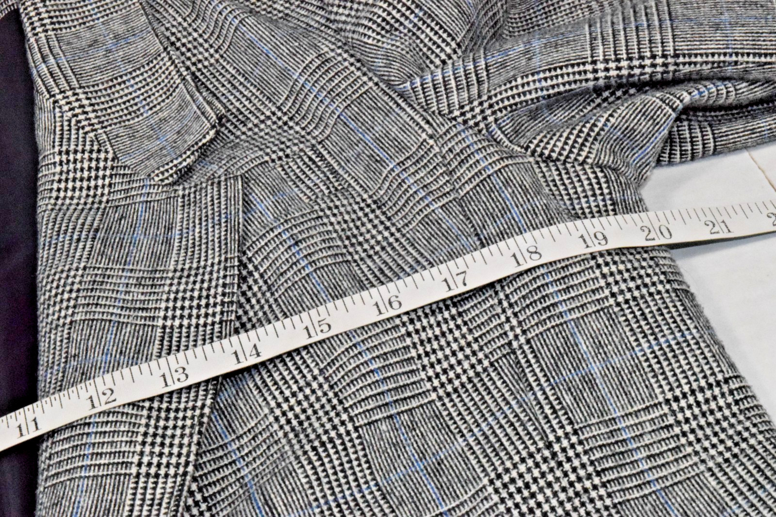 Vintage Blazer TR Bentley Size M 80s Black Glen Plaid Blue Detail Made Poland