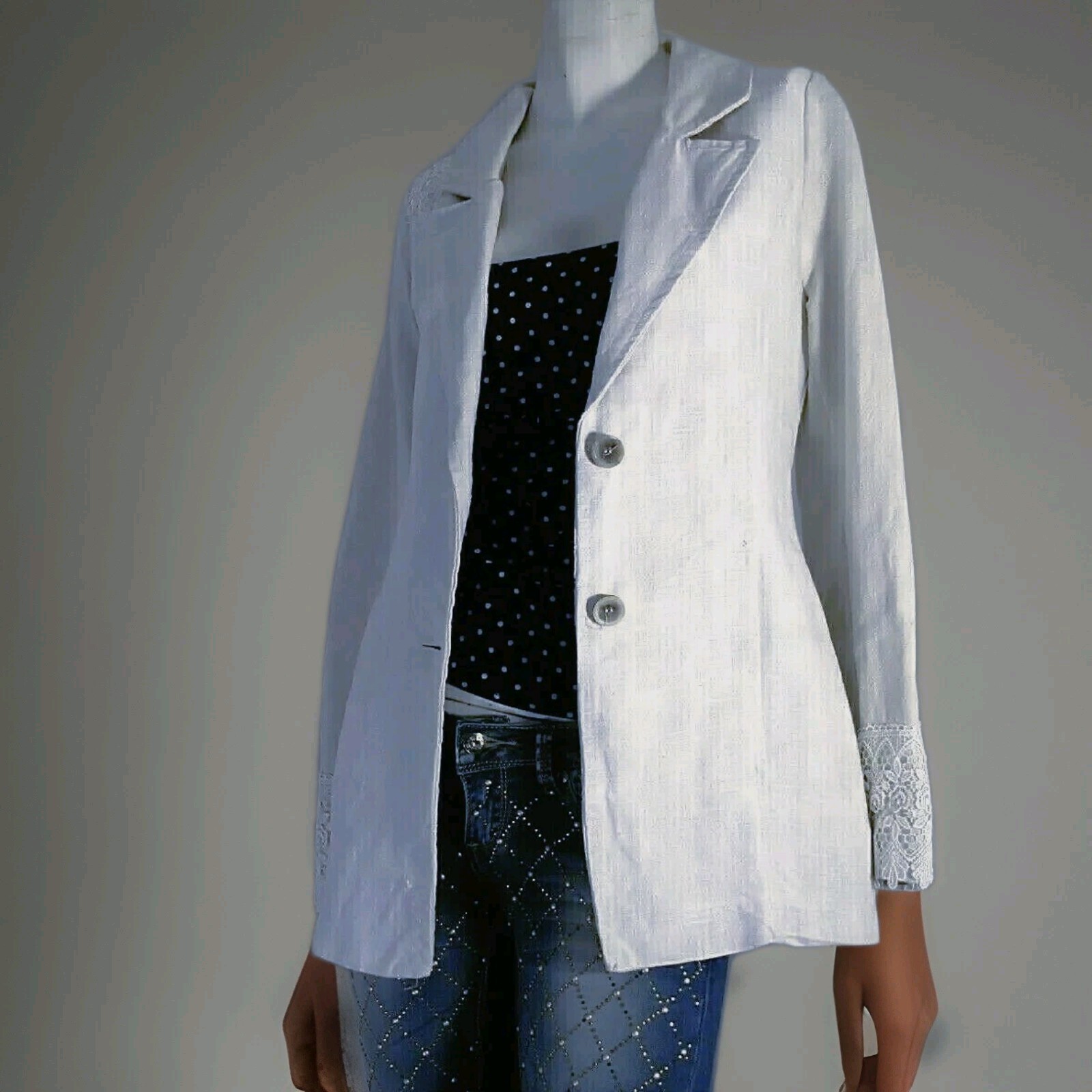 E.D ITALIA vintage woman jacket 100% rubberized linen pure90 „regenerated” sizeS