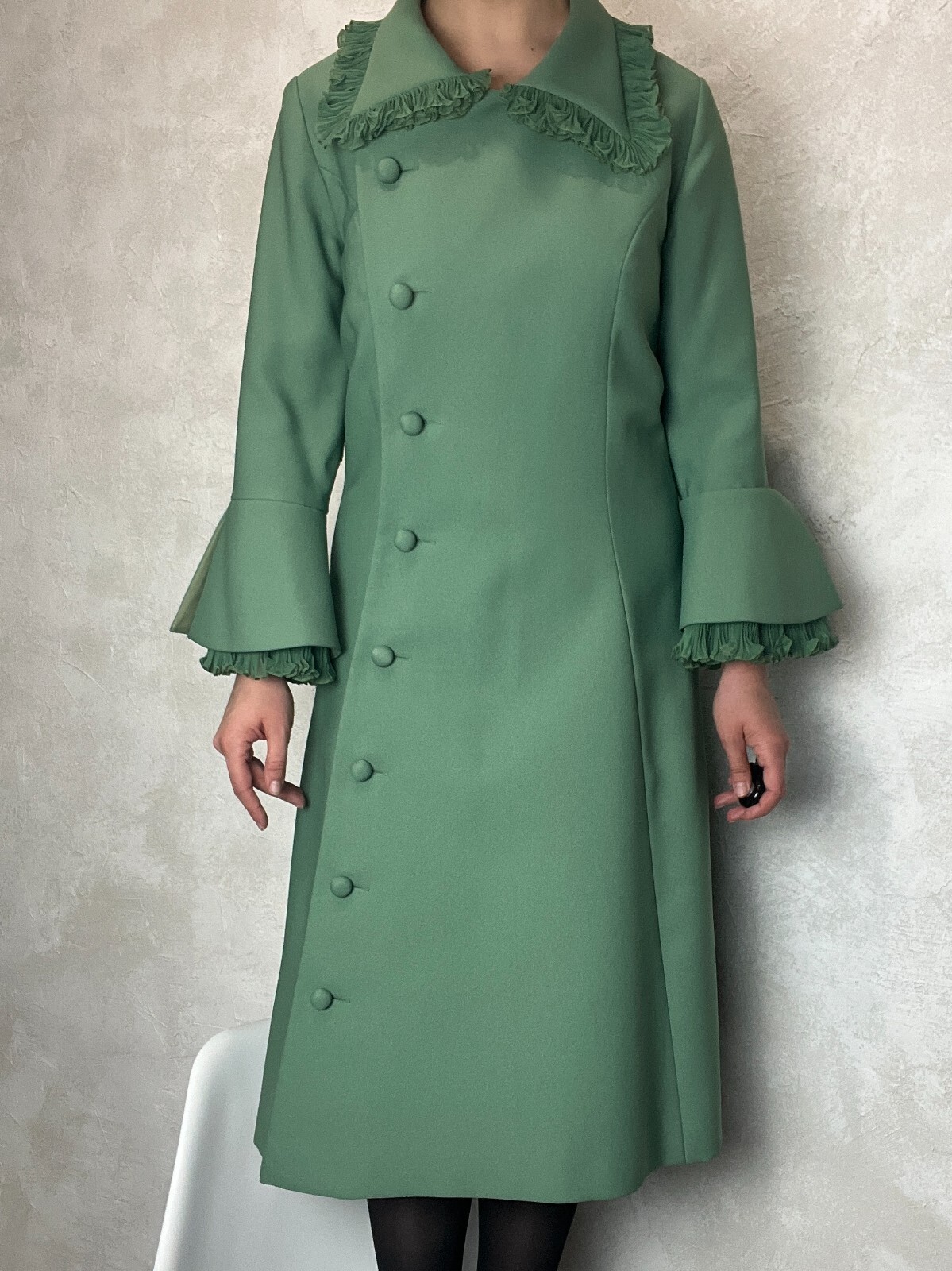 Vintage 60s/70s Ann Michael London Designer Dress Green size UK 14 US 12 M